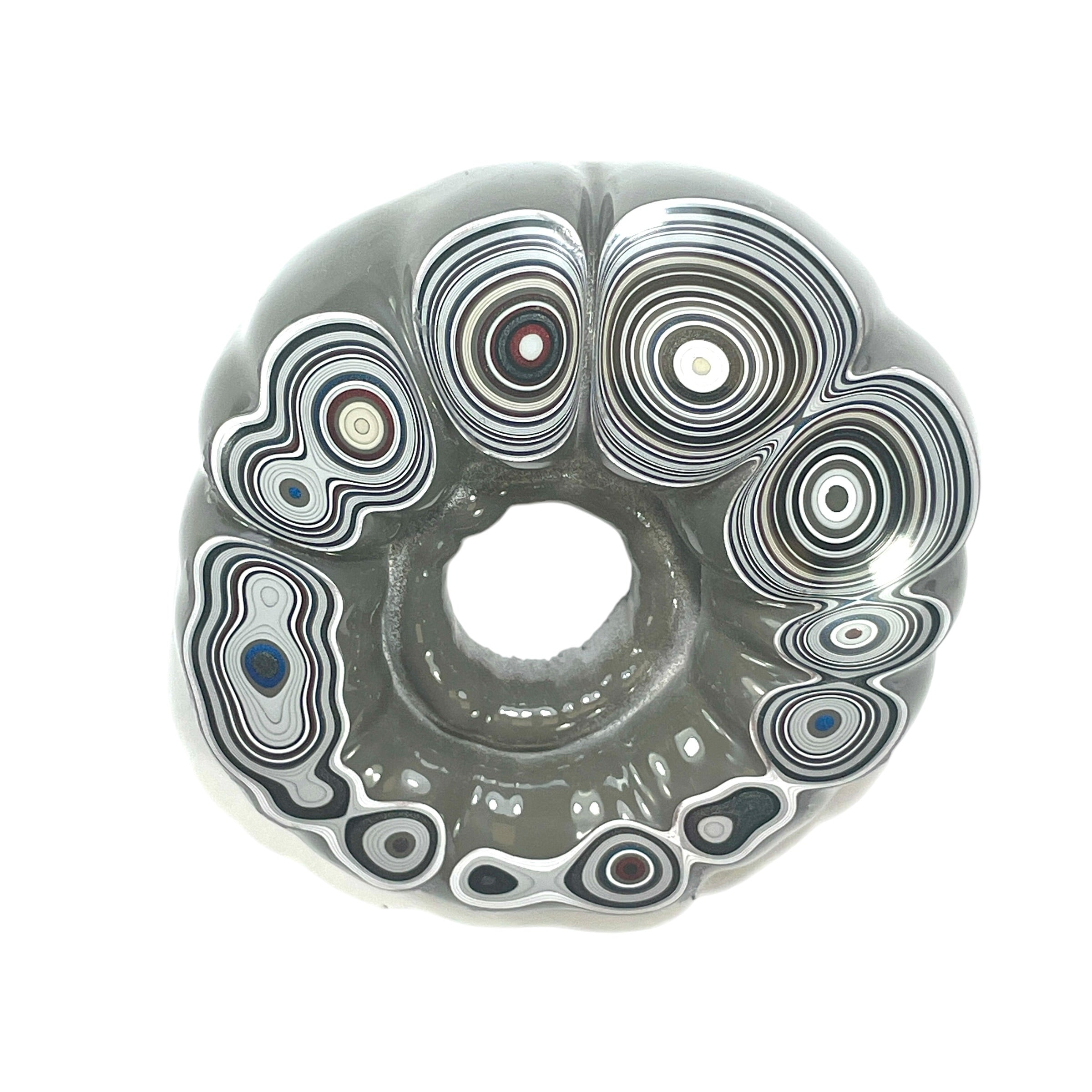 DVH Fordite Specimen Donut Buck Hole Polished Face Michigan Chv Frd Jp (6606) - DVHdesigns