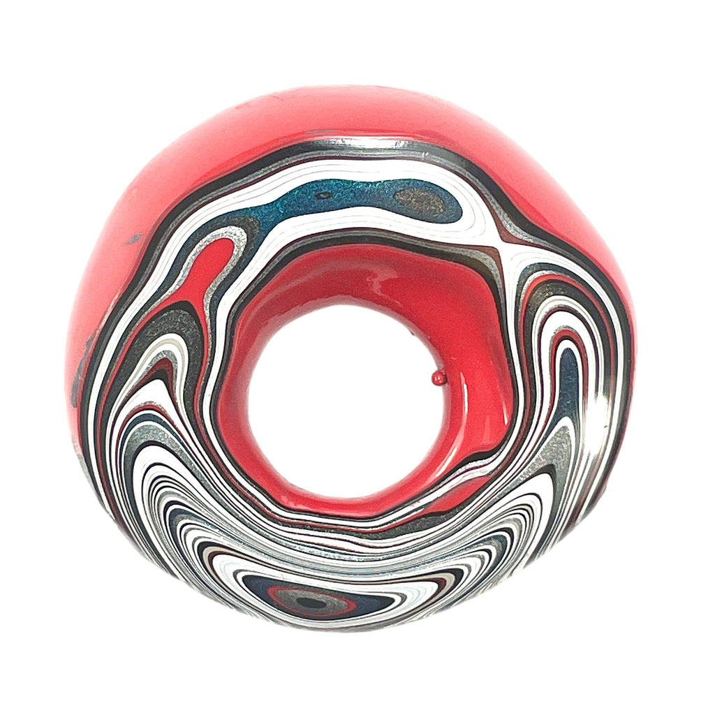 DVH Red Fordite Specimen Donut Buck Hole Polished Face Michigan Chv Frd Jp (6607) - DVHdesigns