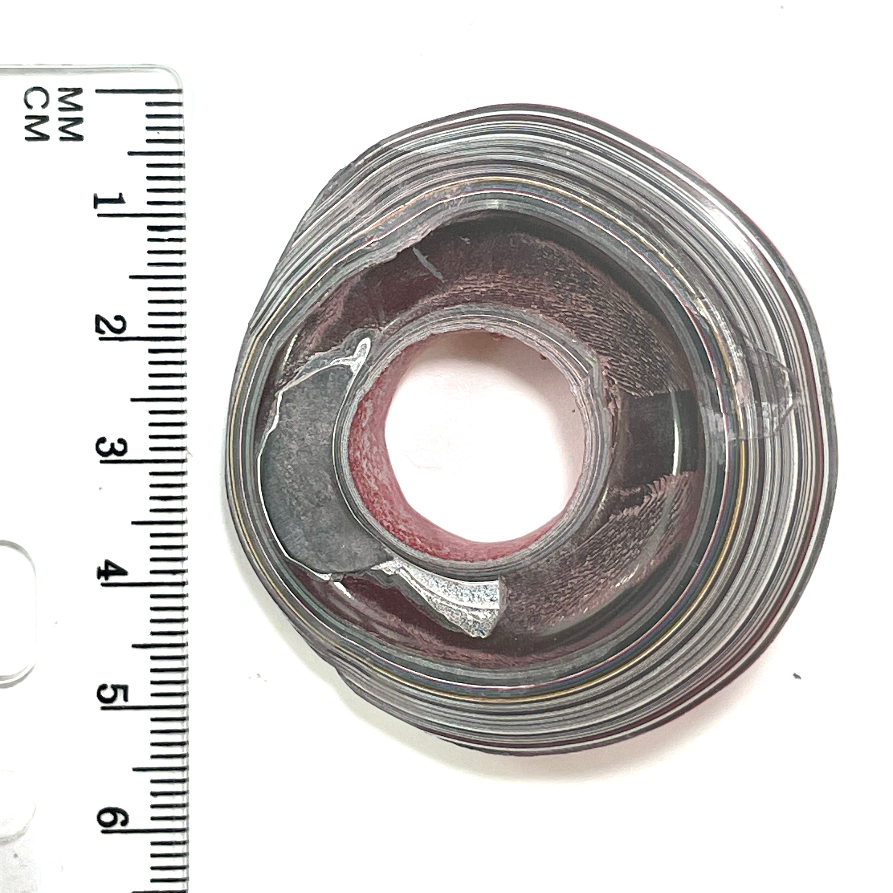 DVH Red Fordite Specimen Donut Buck Hole Polished Face Michigan Chv Frd Jp (6607) - DVHdesigns
