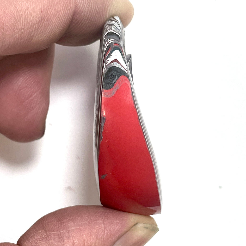 DVH Red Fordite Specimen Donut Buck Hole Polished Face Michigan Chv Frd Jp (6607) - DVHdesigns