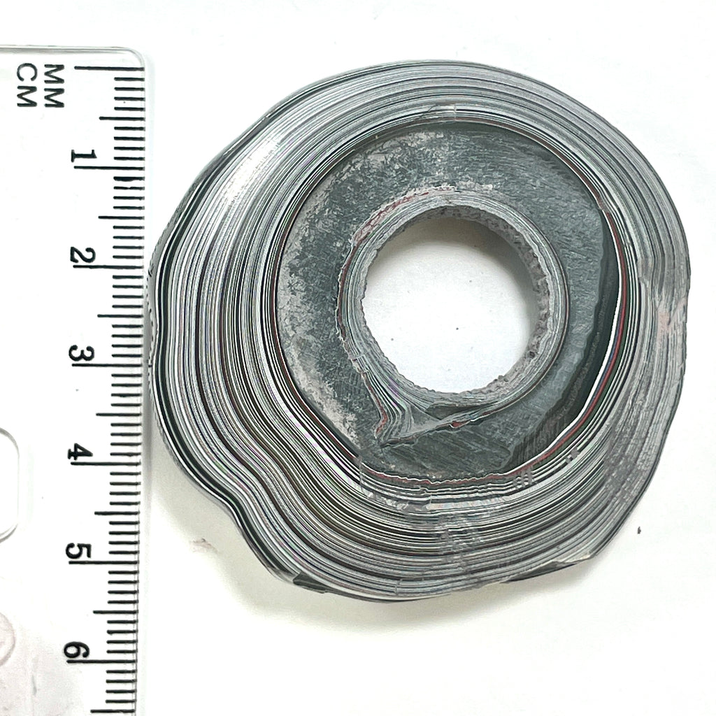 DVH Fordite Specimen Donut Buck Hole Polished Face Michigan Chv Frd Jp (6608) - DVHdesigns