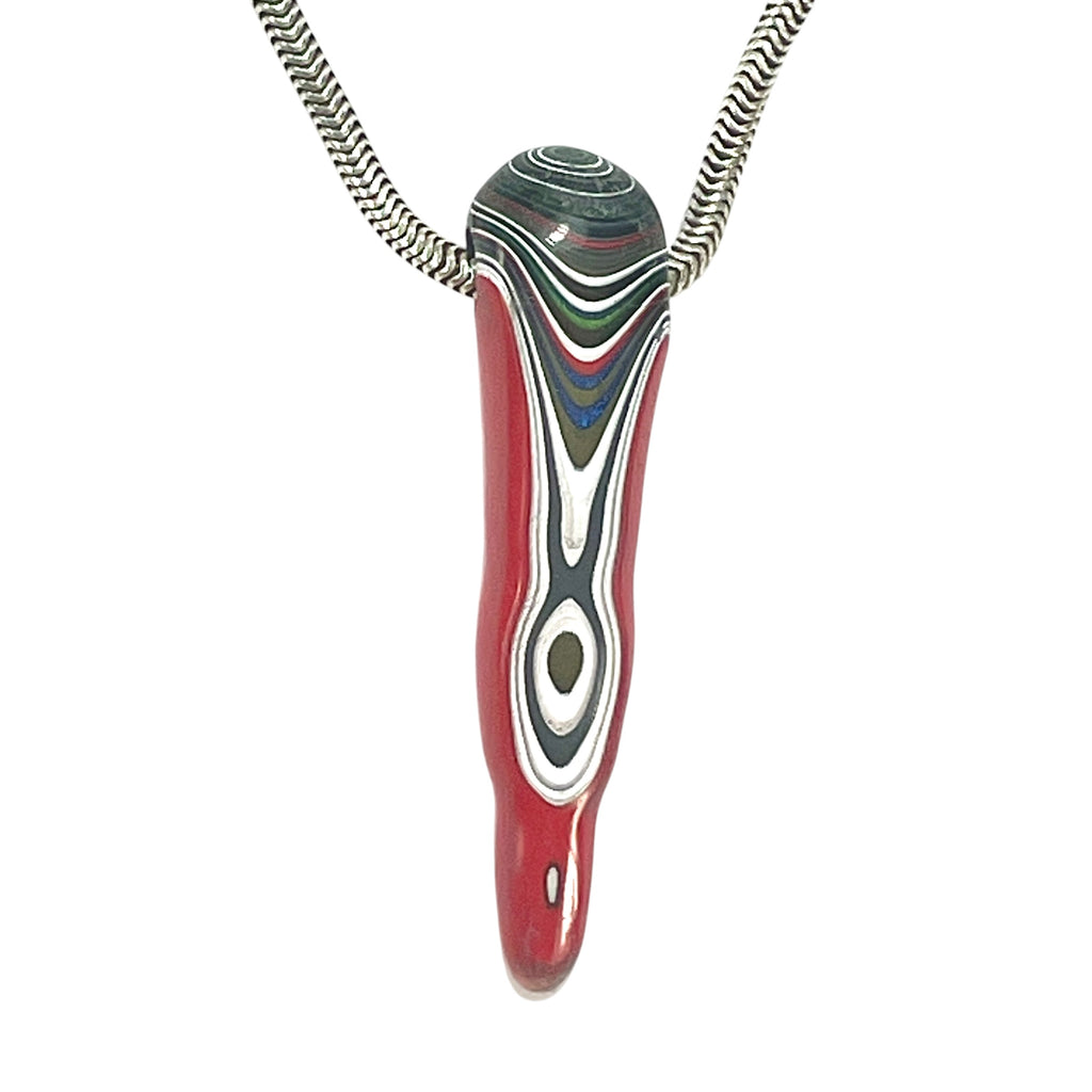 DVH Red Fordite Stalactite Drip Bead Pendant Michigan Chv Frd Jp 35x9x7mm (6609) - DVHdesigns
