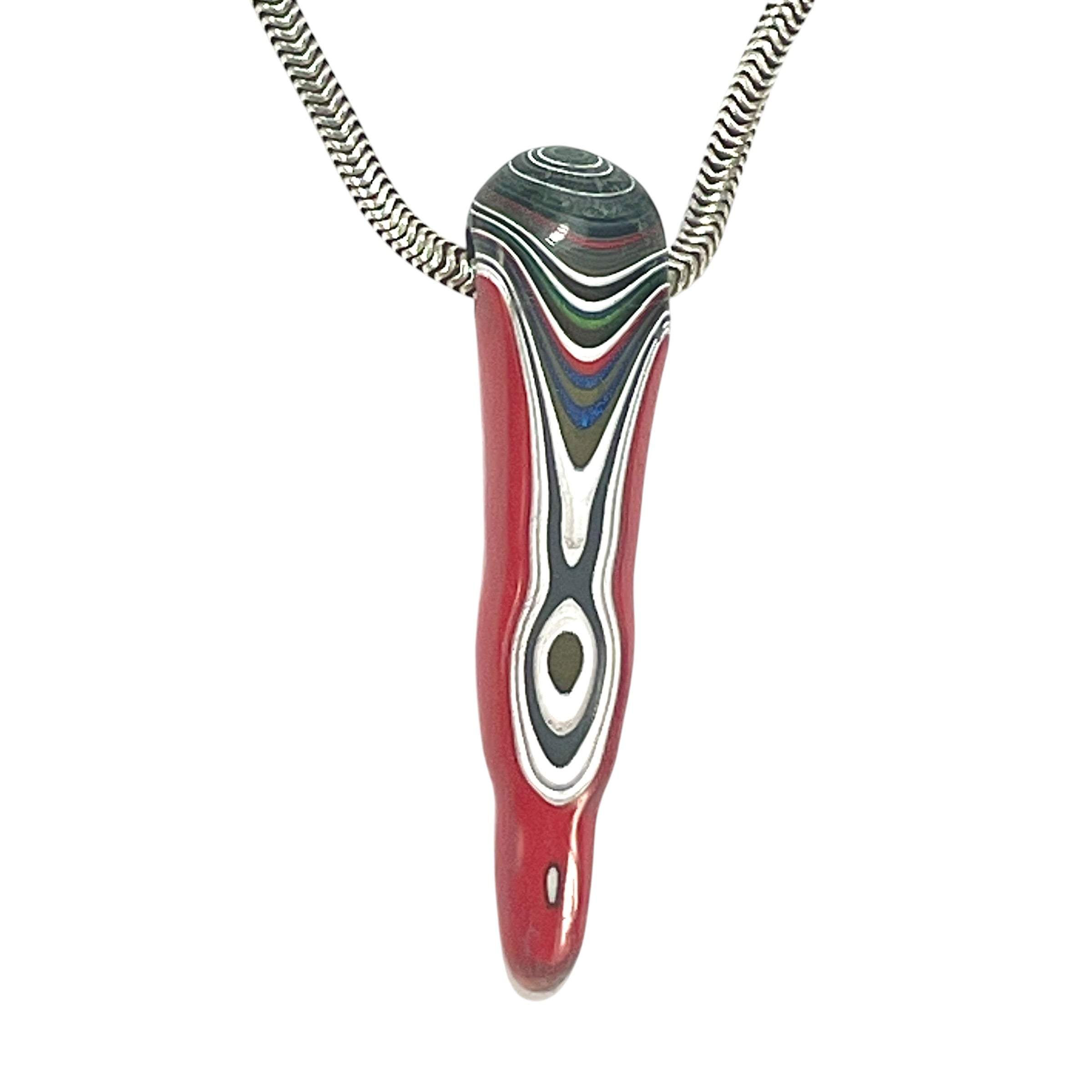 DVH Red Fordite Stalactite Drip Bead Pendant Michigan Chv Frd Jp 35x9x7mm (6609) - DVHdesigns