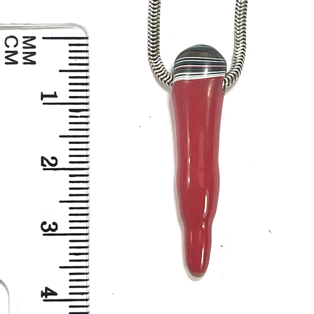 DVH Red Fordite Stalactite Drip Bead Pendant Michigan Chv Frd Jp 35x9x7mm (6609) - DVHdesigns