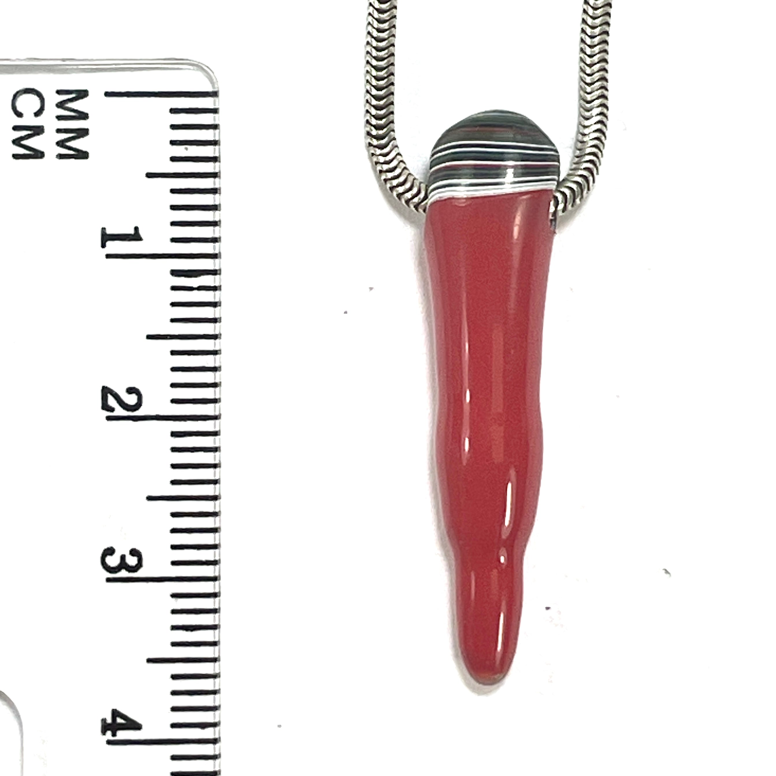 DVH Red Fordite Stalactite Drip Bead Pendant Michigan Chv Frd Jp 35x9x7mm (6609) - DVHdesigns