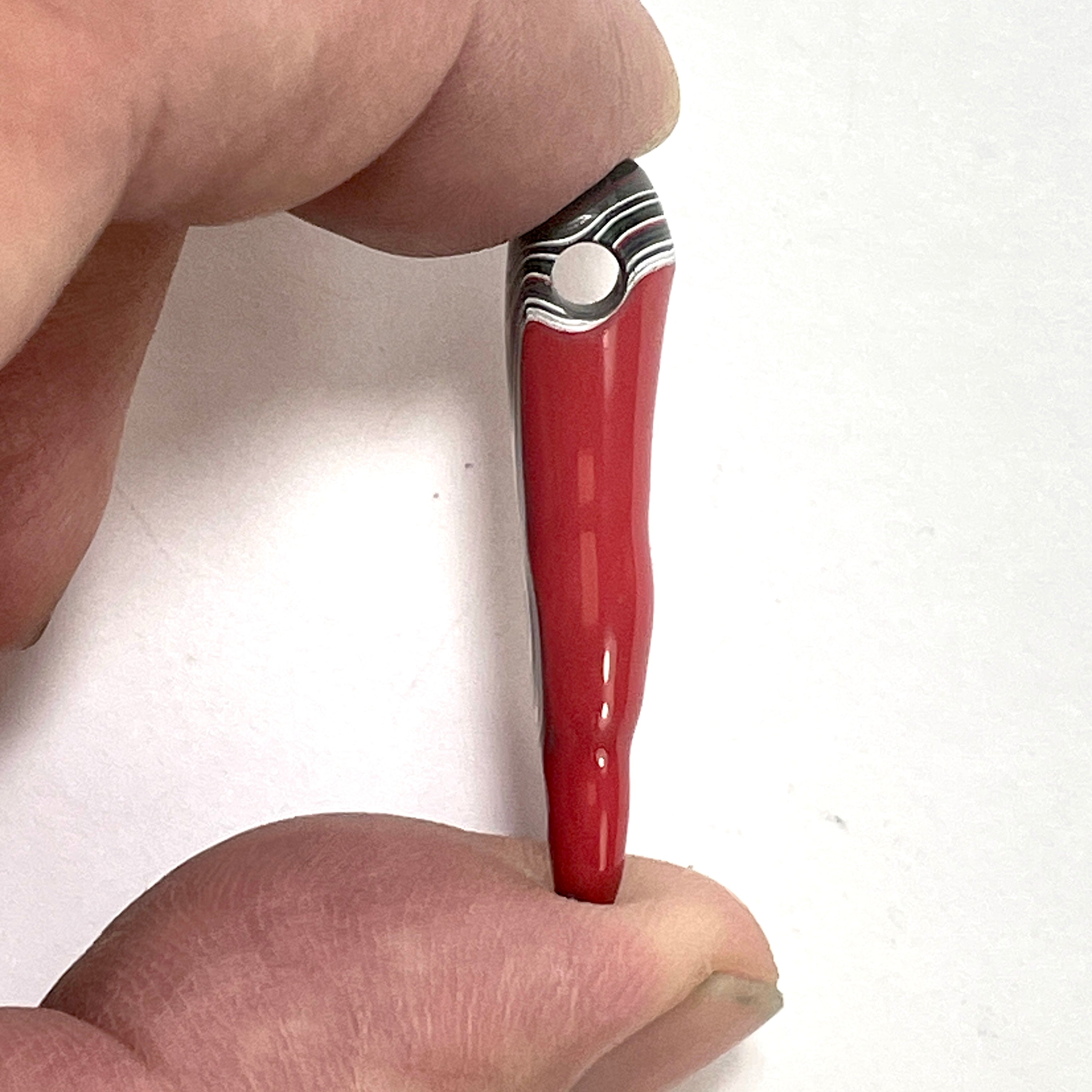 DVH Red Fordite Stalactite Drip Bead Pendant Michigan Chv Frd Jp 35x9x7mm (6609) - DVHdesigns
