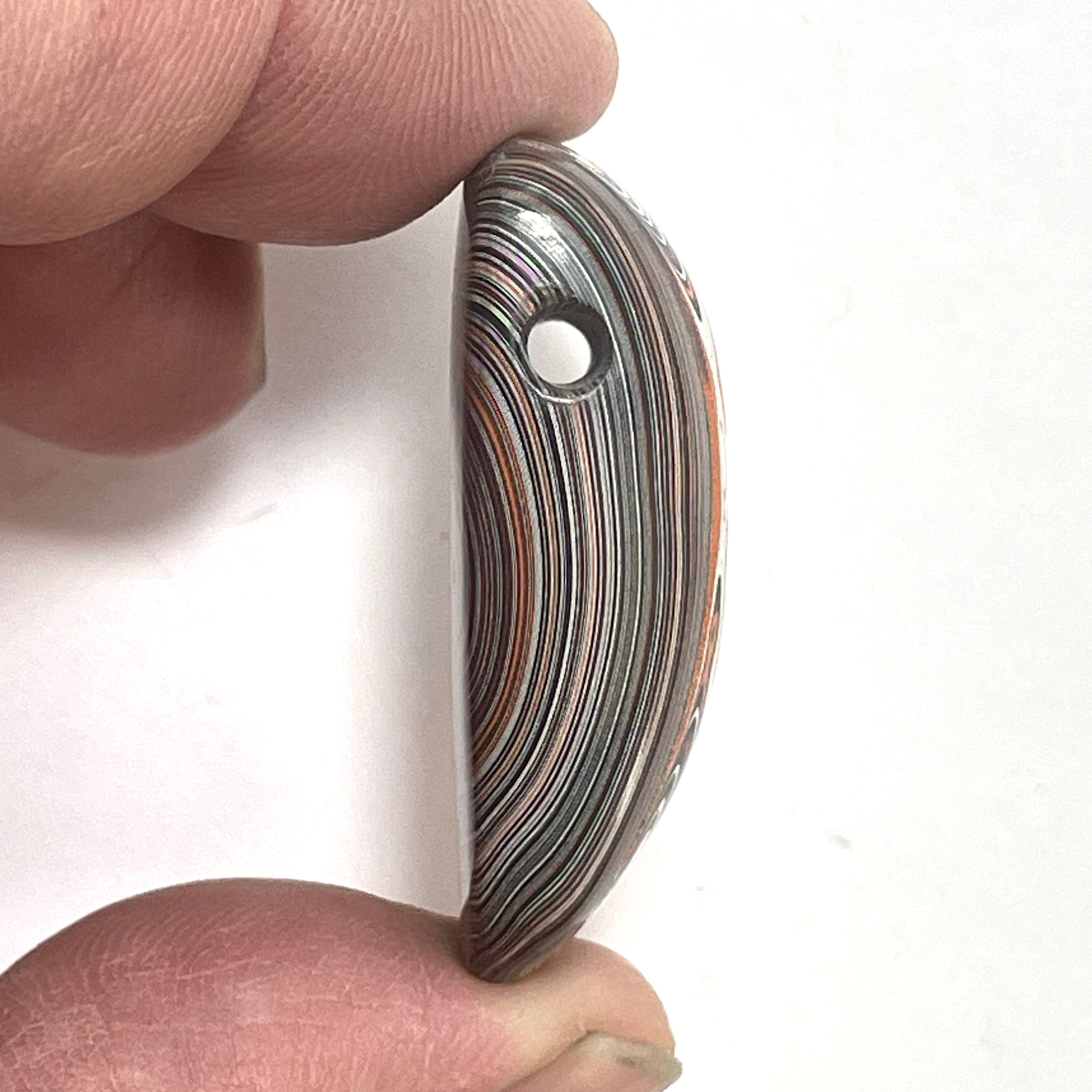 DVH Michigan Orange Joose Jeep Fordite Bead Pendant 38x22x12mm (6610) - DVHdesigns