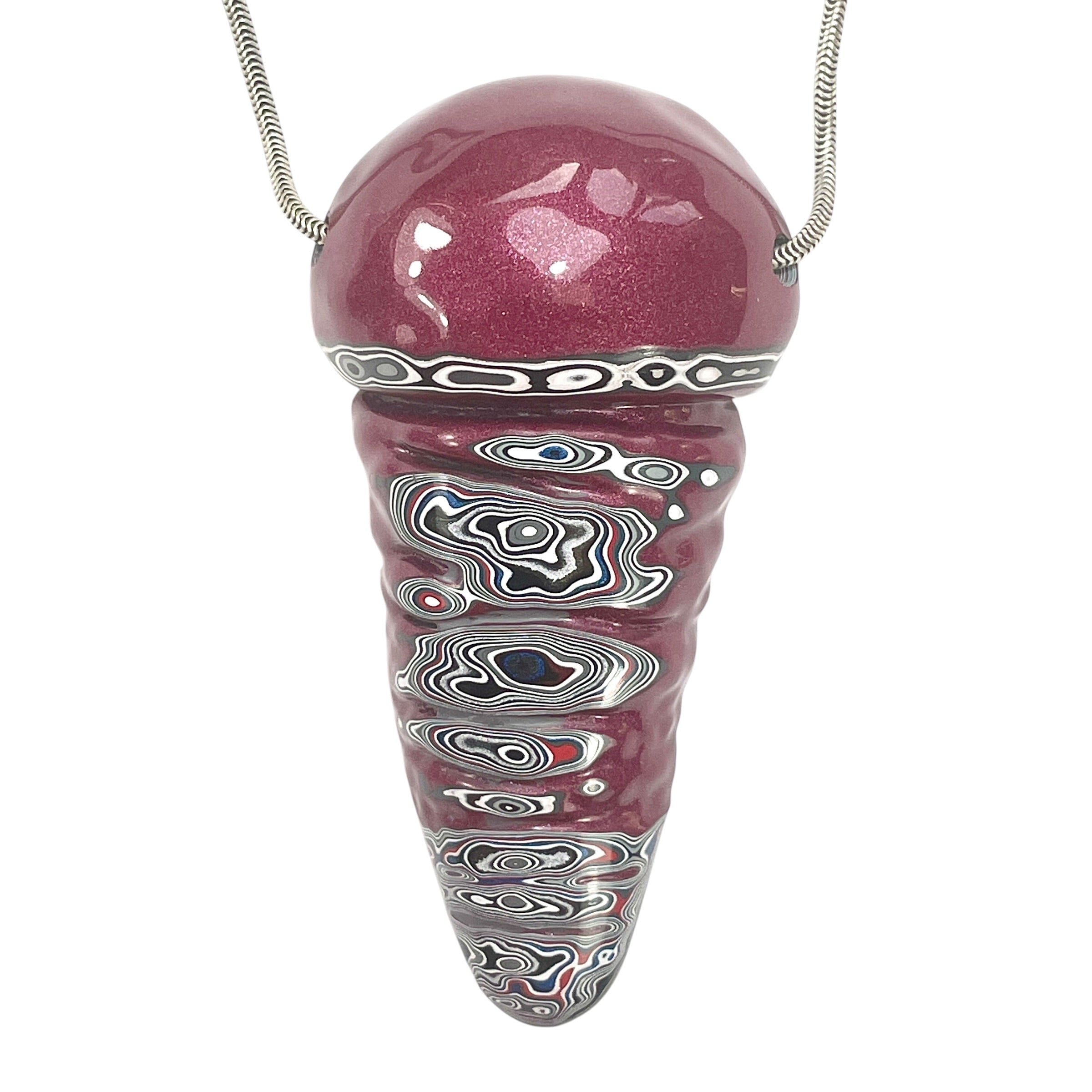 DVH Tuscadero Pink Jeep Fordite Bead Pendant Mushroom Phallus 75x40x19mm (6611) - DVHdesigns
