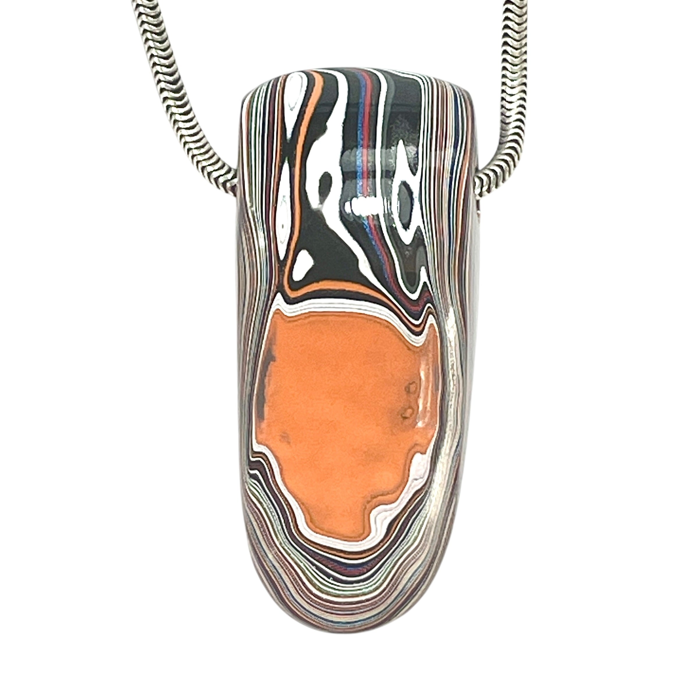 DVH Michigan Orange Joose Jeep Fordite Bead Pendant 38x16x11mm (6612) - DVHdesigns