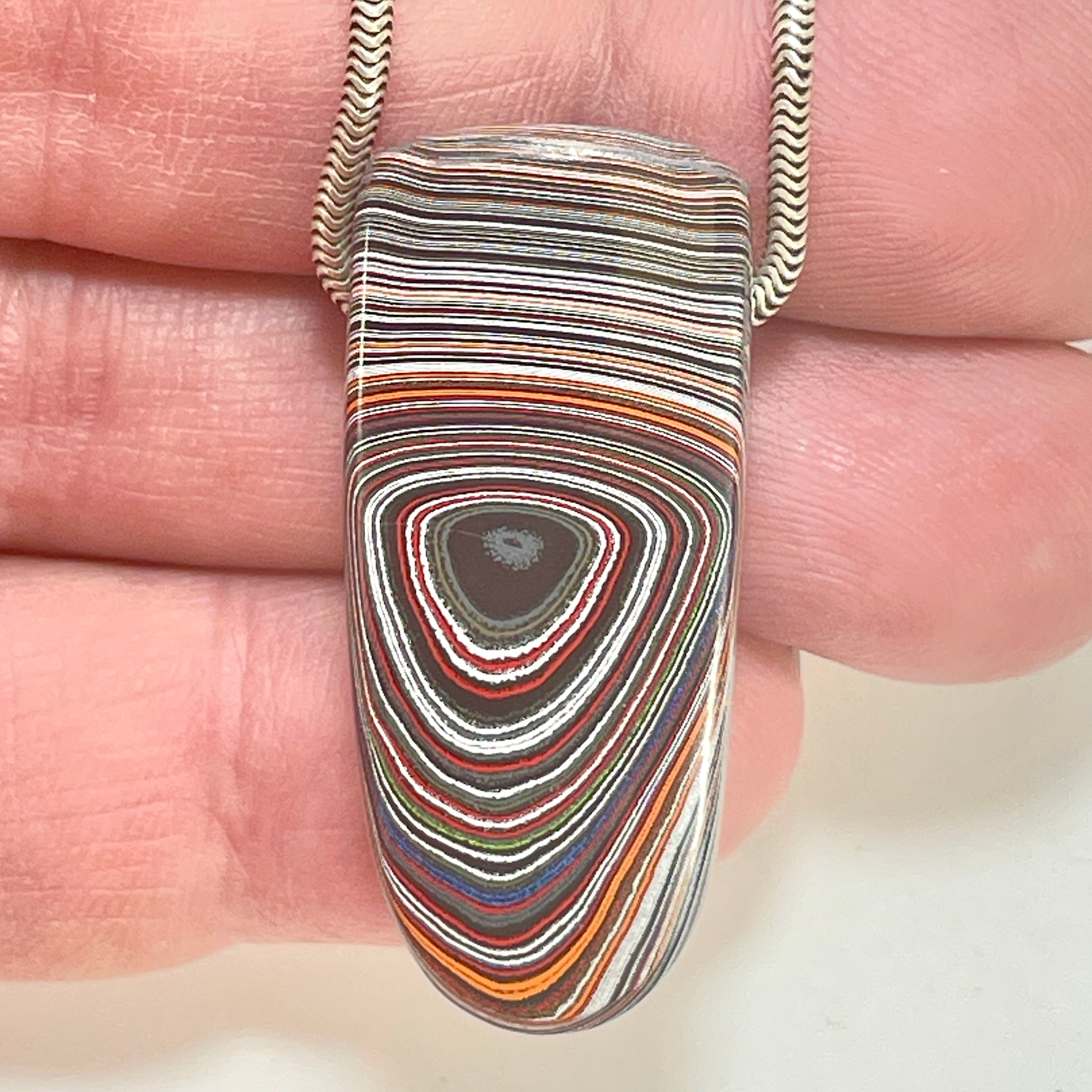 DVH Michigan Orange Joose Jeep Fordite Bead Pendant 38x16x11mm (6612) - DVHdesigns