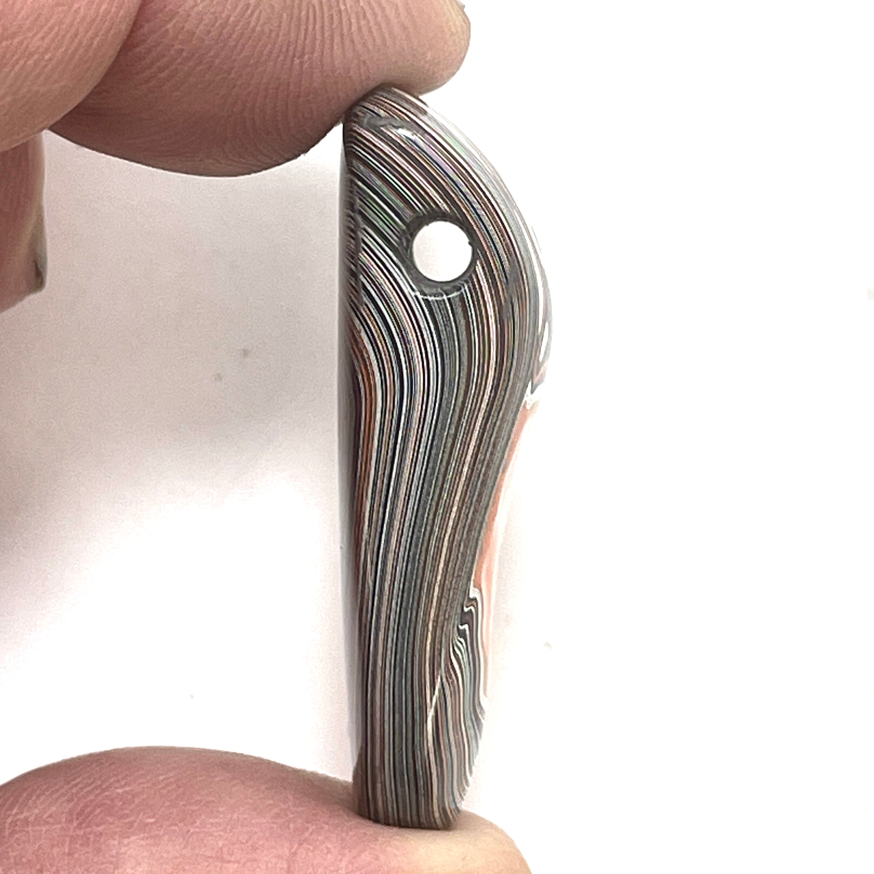 DVH Michigan Orange Joose Jeep Fordite Bead Pendant 38x16x11mm (6612) - DVHdesigns