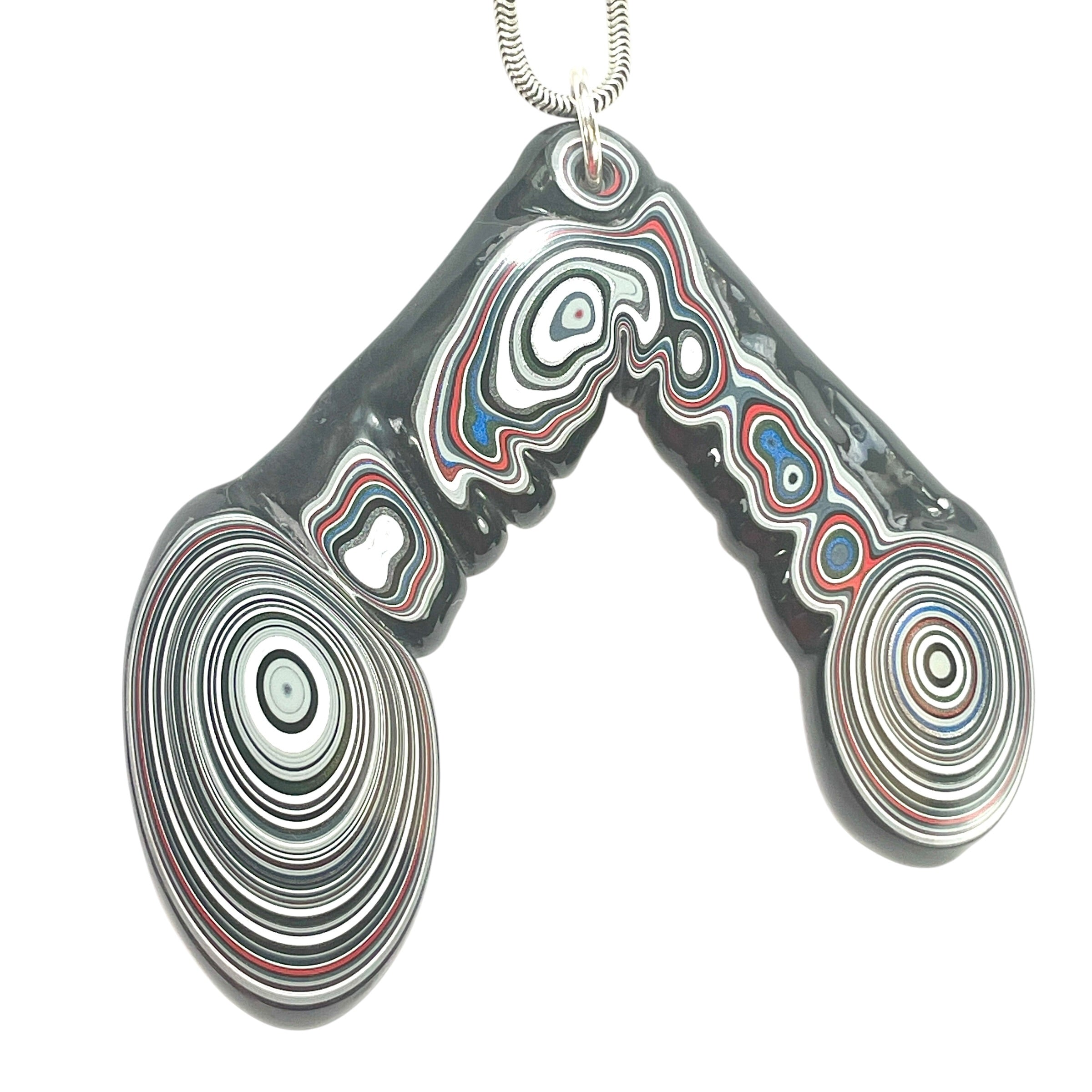 DVH Michigan Fordite Rare Corner Drip Bead Pendant Chv Frd Jp 68x67x10mm (6613) - DVHdesigns