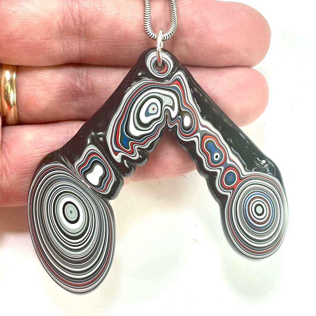DVH Michigan Fordite Rare Corner Drip Bead Pendant Chv Frd Jp 68x67x10mm (6613) - DVHdesigns
