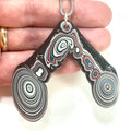 DVH Michigan Fordite Rare Corner Drip Bead Pendant Chv Frd Jp 68x67x10mm (6613) - DVHdesigns