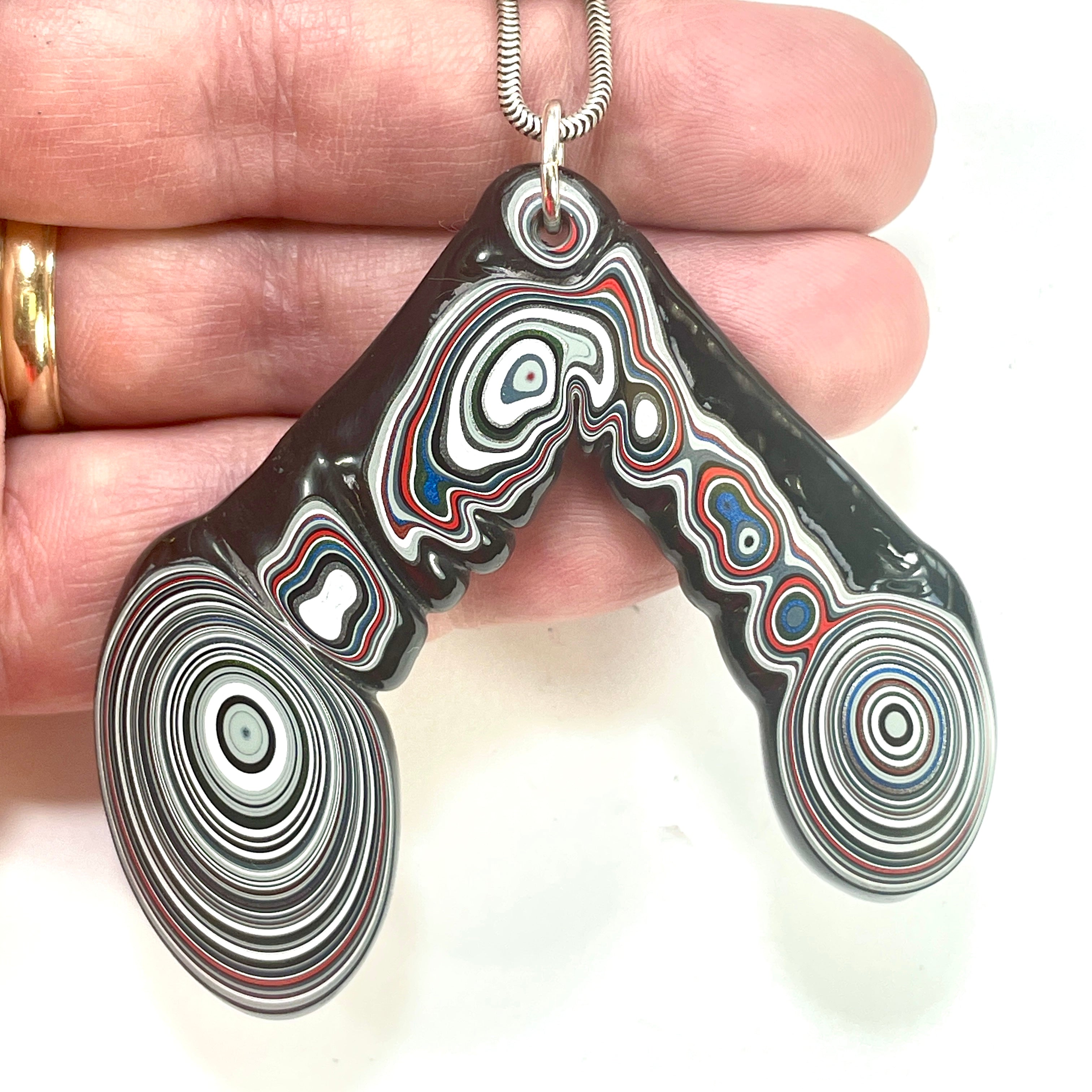 DVH Michigan Fordite Rare Corner Drip Bead Pendant Chv Frd Jp 68x67x10mm (6613) - DVHdesigns