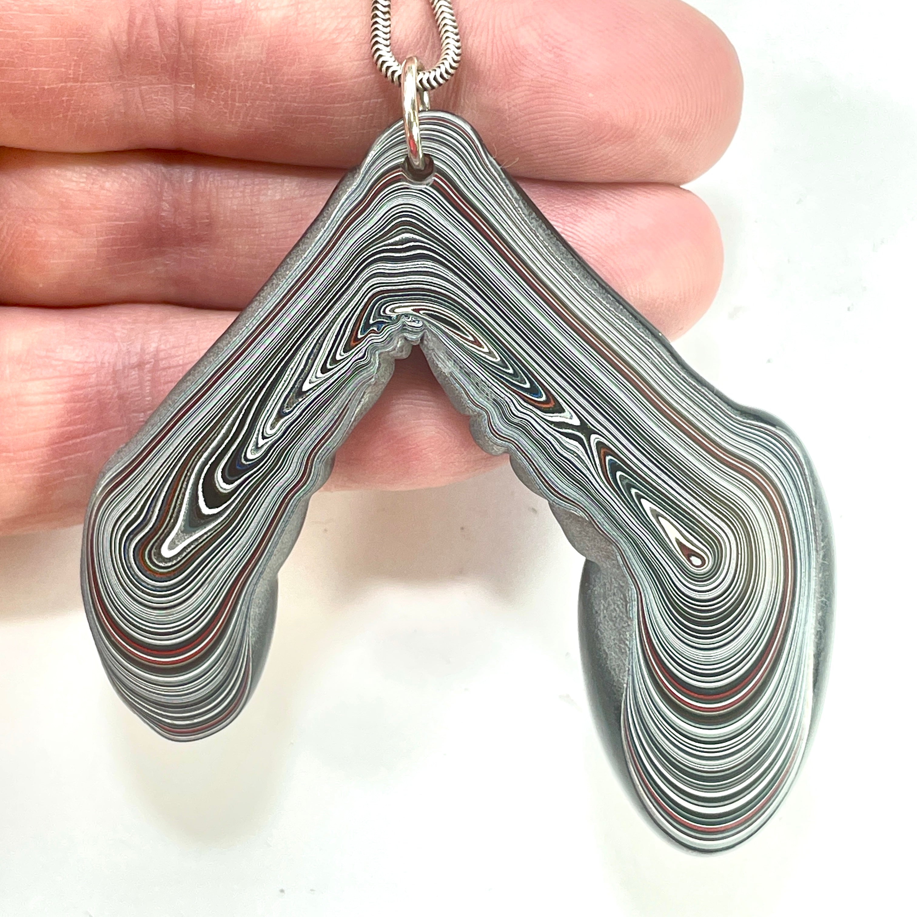 DVH Michigan Fordite Rare Corner Drip Bead Pendant Chv Frd Jp 68x67x10mm (6613) - DVHdesigns