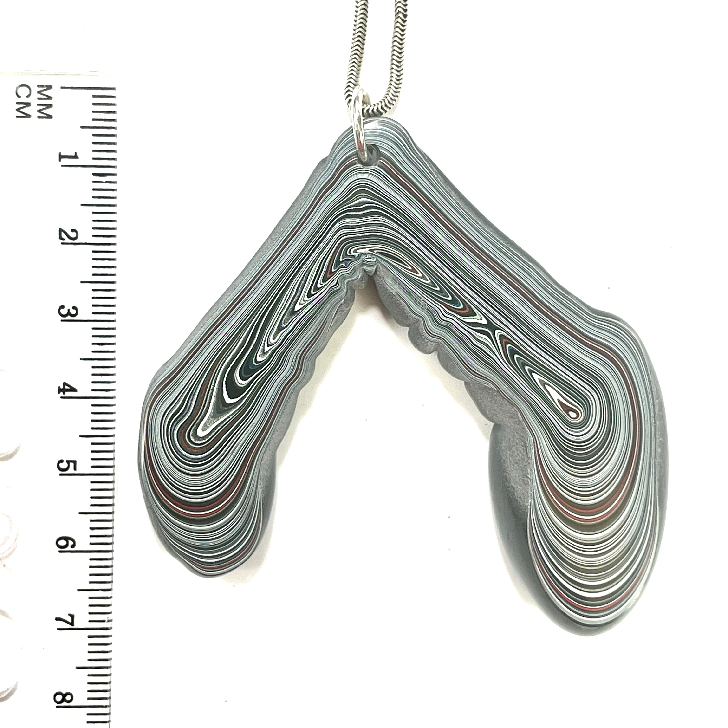 DVH Michigan Fordite Rare Corner Drip Bead Pendant Chv Frd Jp 68x67x10mm (6613) - DVHdesigns