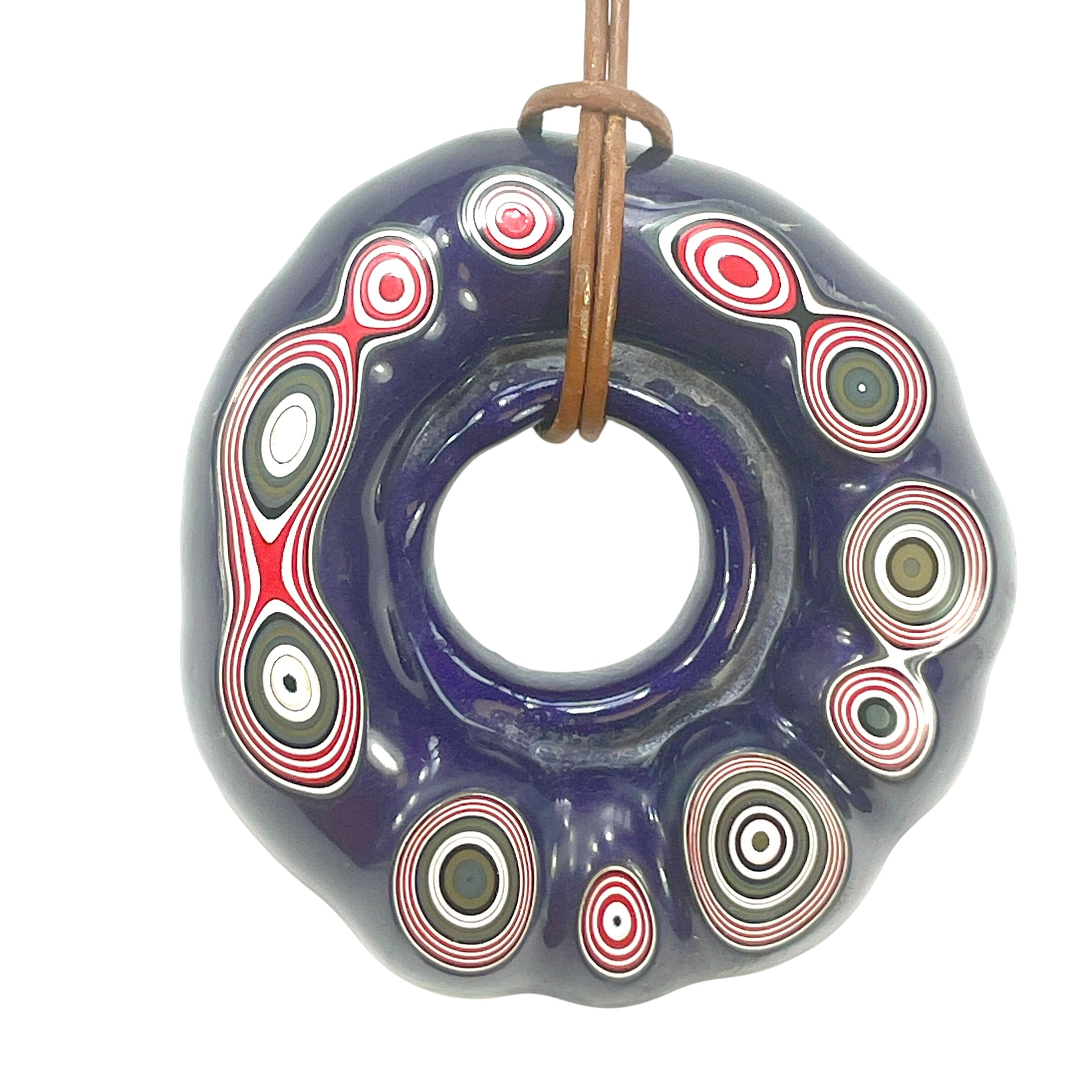 DVH Rare Michigan Purple Reign Fordite Buck Hole Donut Bead Pendant 53mm Rd x 12 (6614) - DVHdesigns