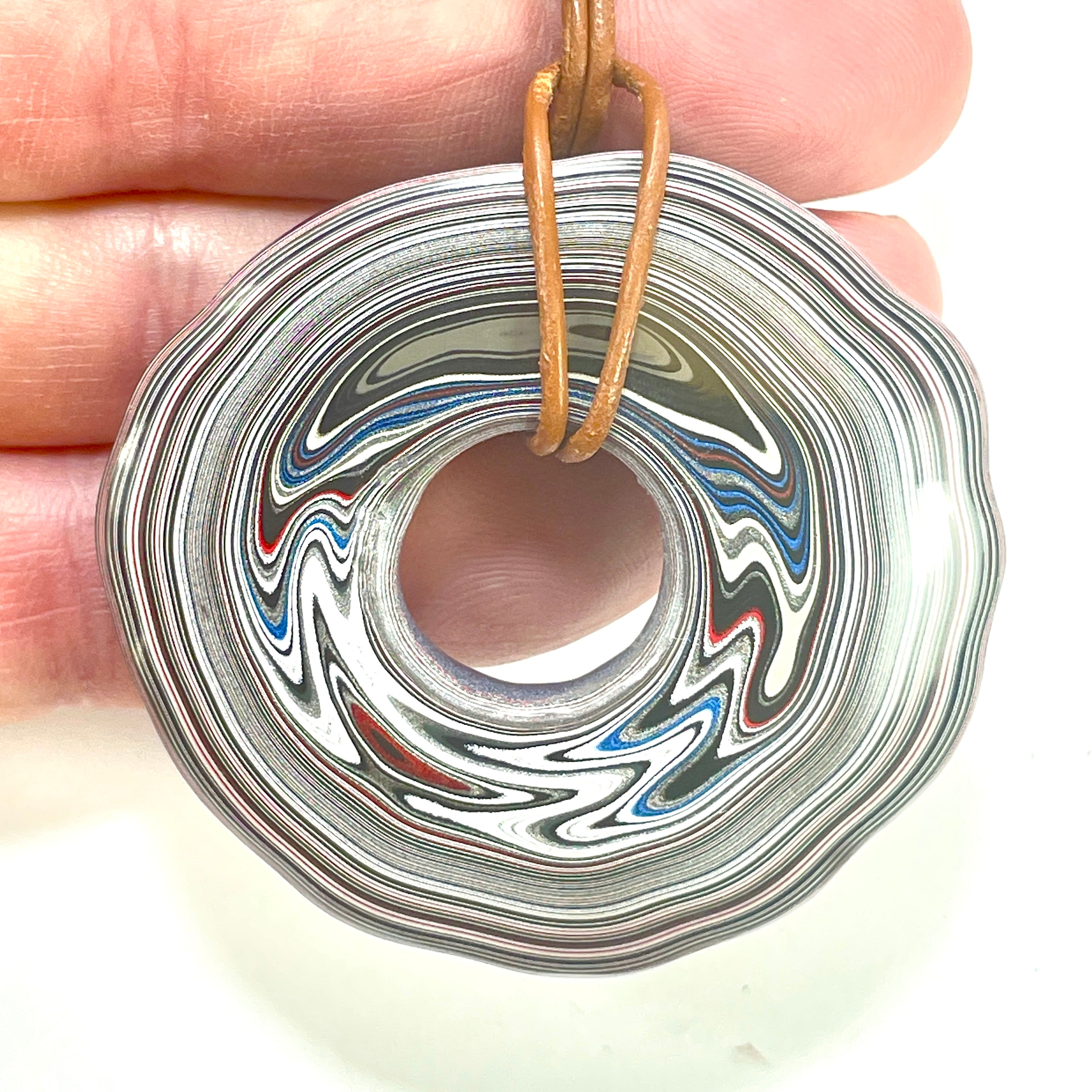 DVH Rare Michigan Purple Reign Fordite Buck Hole Donut Bead Pendant 53mm Rd x 12 (6614) - DVHdesigns