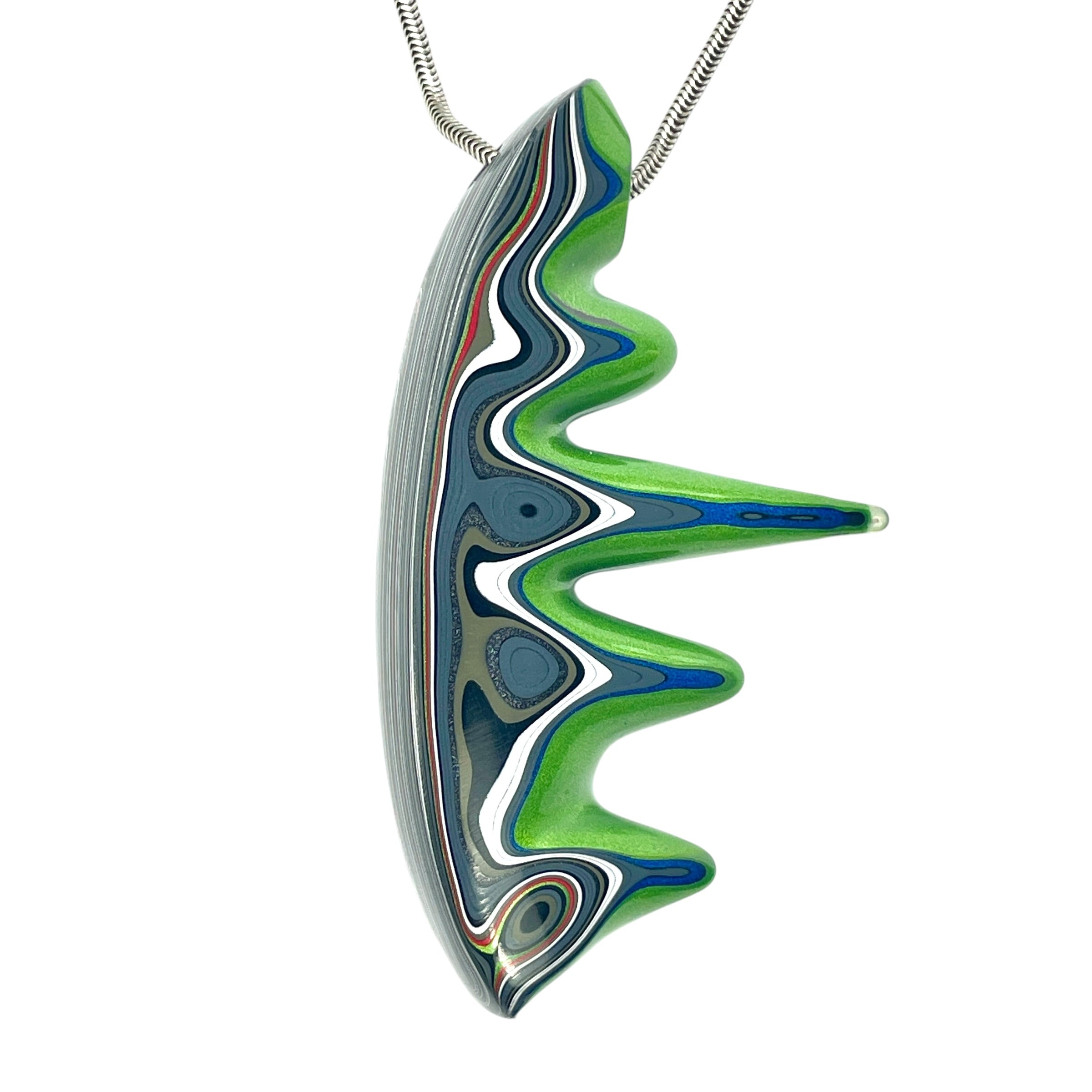 DVH Mojito Green Jeep Fordite Bead Pendant Stalactite Drip Michigan 72x42x17mm (6615) - DVHdesigns