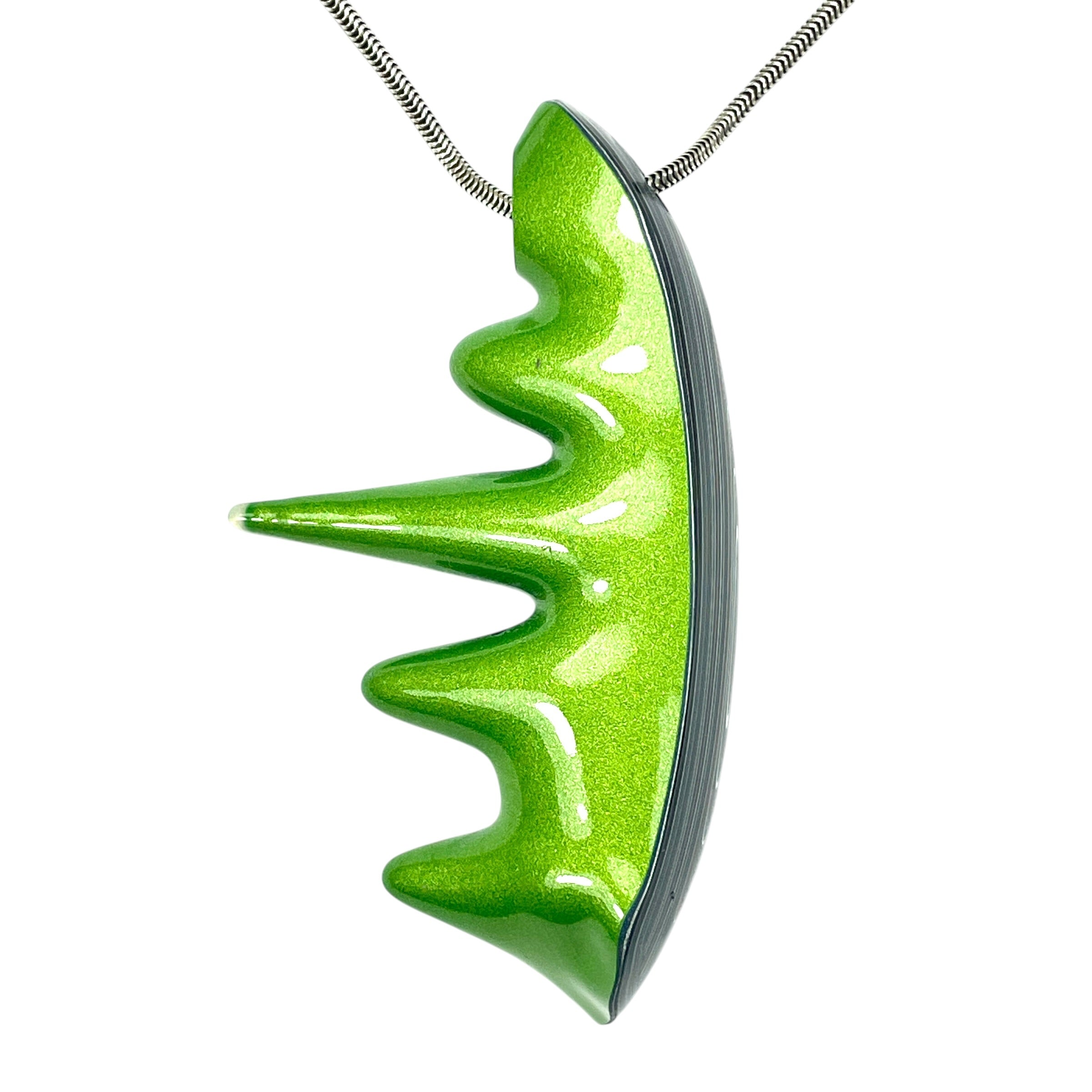 DVH Mojito Green Jeep Fordite Bead Pendant Stalactite Drip Michigan 72x42x17mm (6615) - DVHdesigns