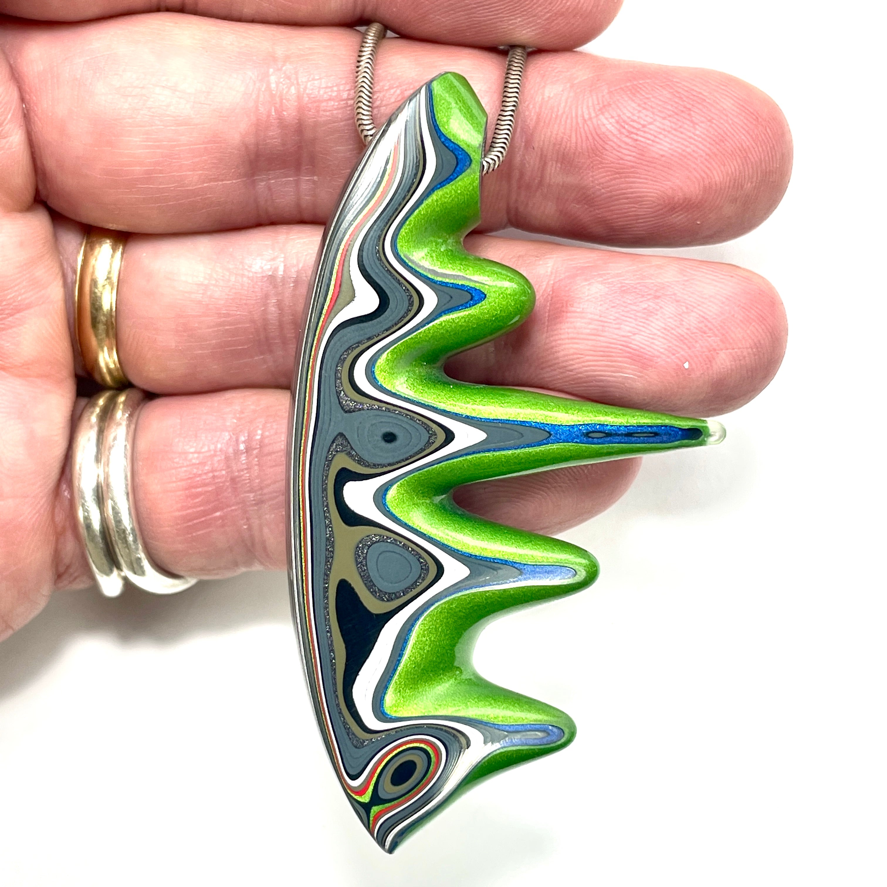 DVH Mojito Green Jeep Fordite Bead Pendant Stalactite Drip Michigan 72x42x17mm (6615) - DVHdesigns