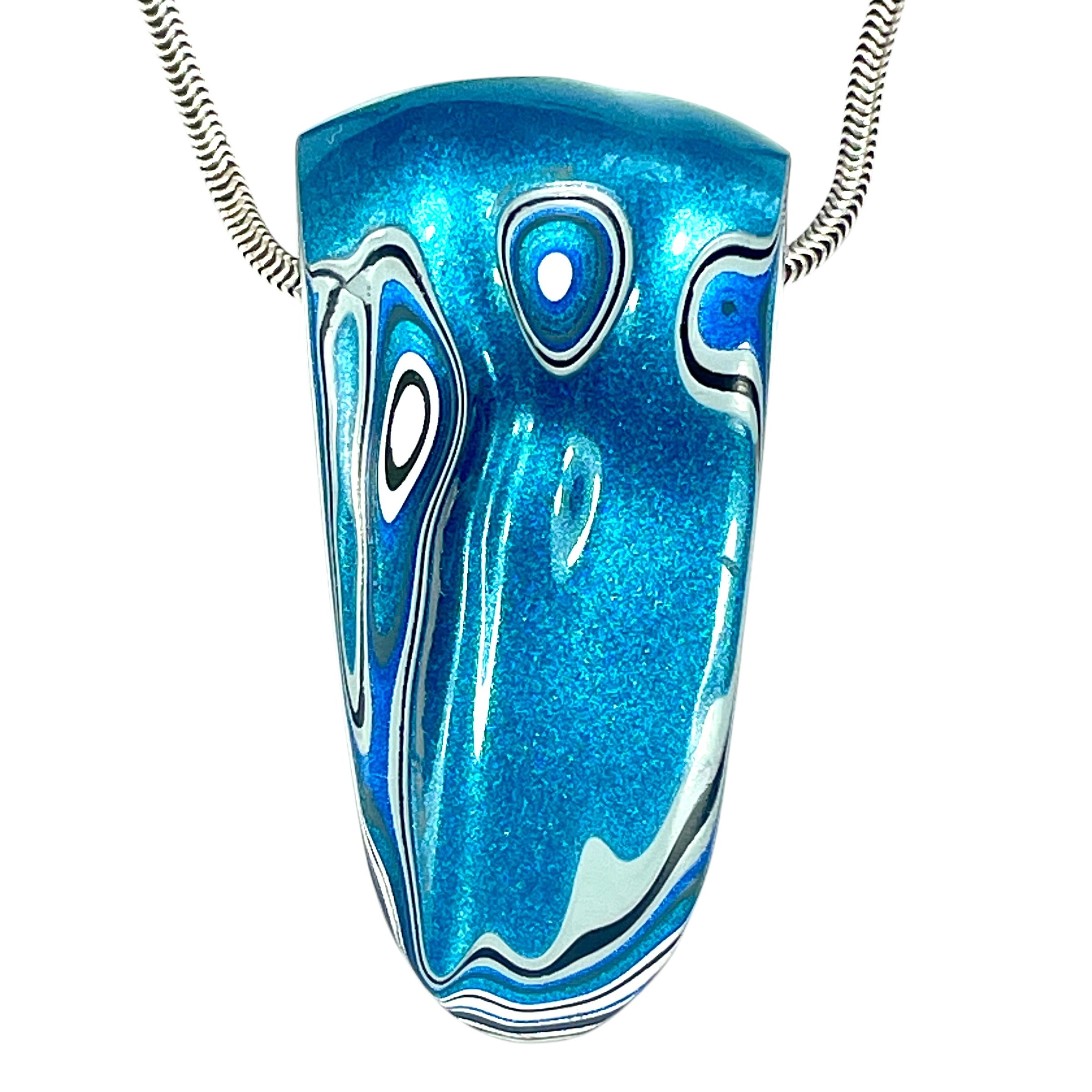 DVH Bikini Blue Pearl Jeep Fordite Bead Pendant Michigan  47x24x11mm (6616) - DVHdesigns