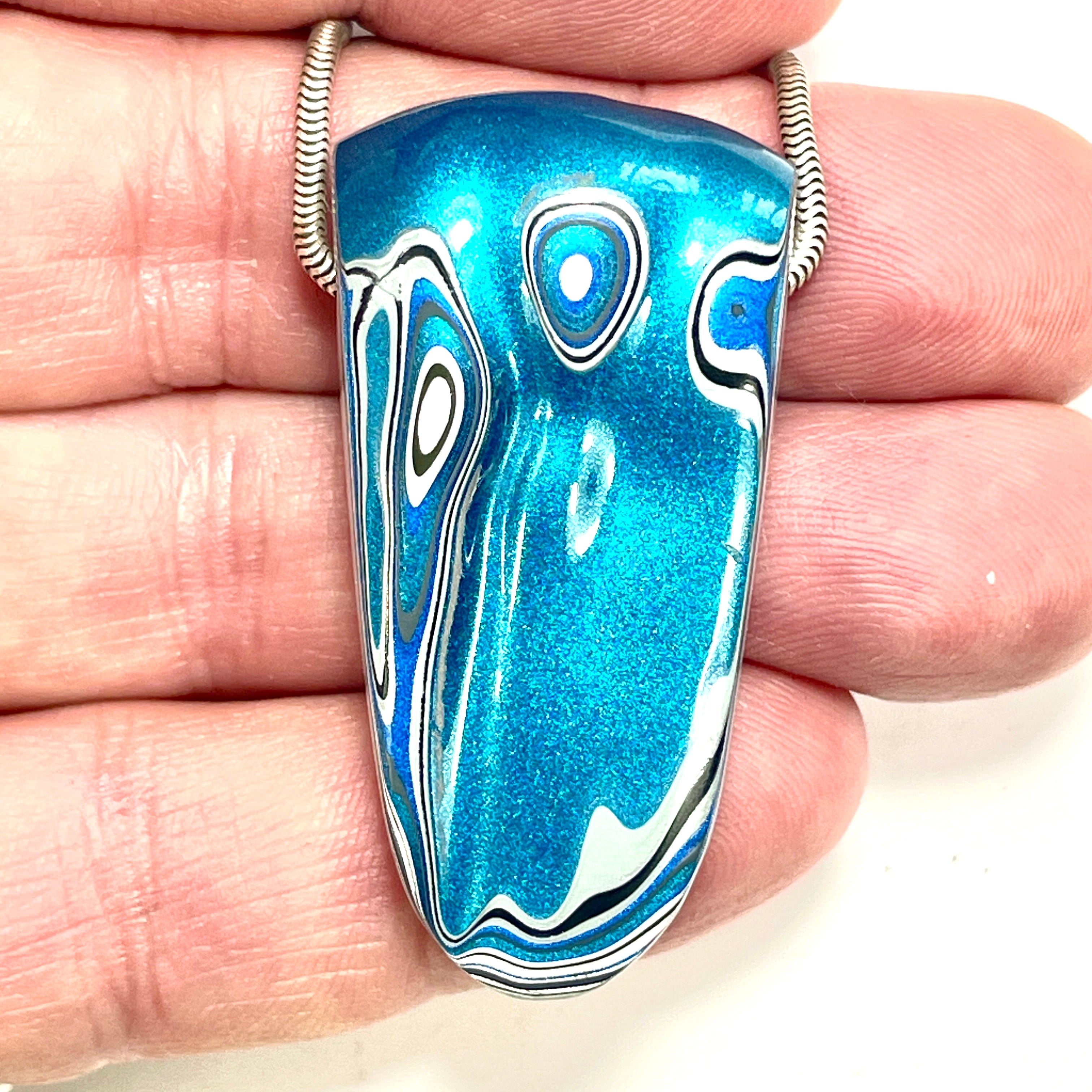 DVH Bikini Blue Pearl Jeep Fordite Bead Pendant Michigan  47x24x11mm (6616) - DVHdesigns