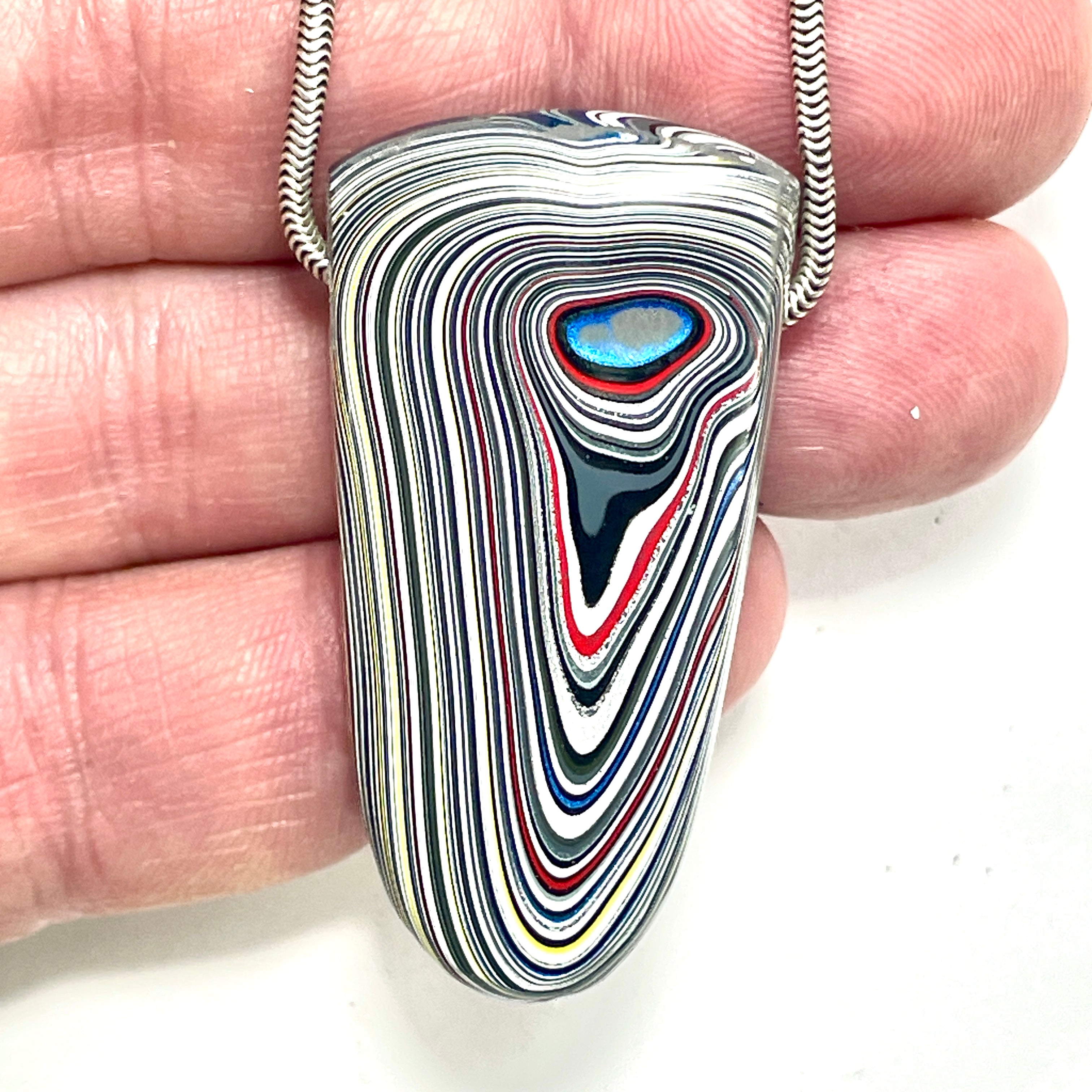 DVH Bikini Blue Pearl Jeep Fordite Bead Pendant Michigan  47x24x11mm (6616) - DVHdesigns