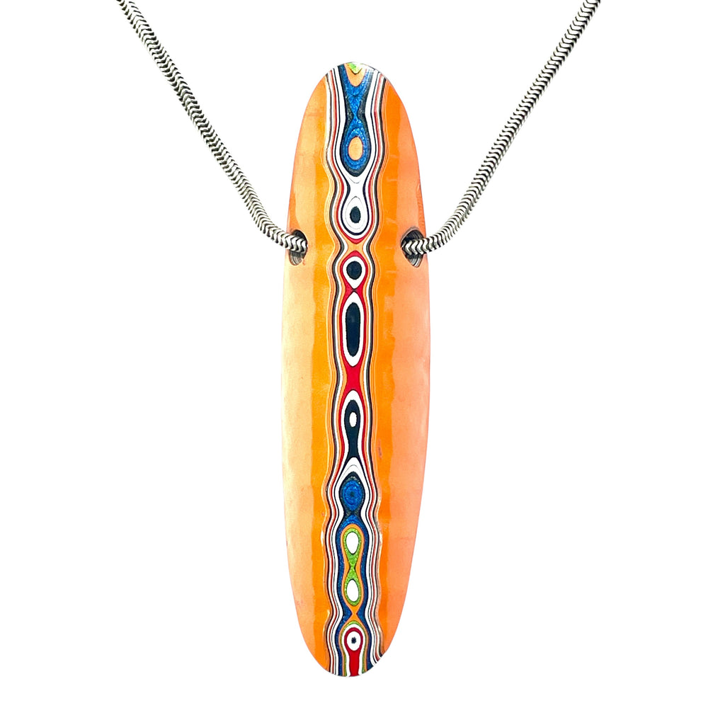 DVH Joose Orange Jeep Fordite Bead Pendant Michigan 69x18x13mm (6617) - DVHdesigns
