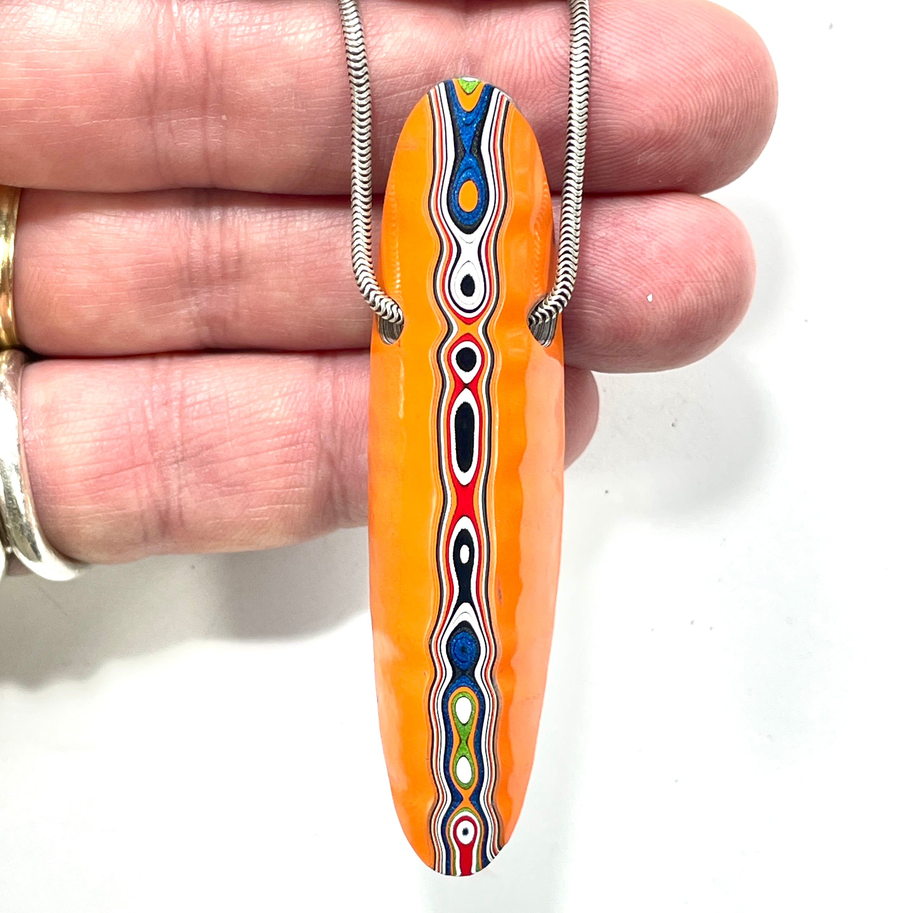 DVH Joose Orange Jeep Fordite Bead Pendant Michigan 69x18x13mm (6617) - DVHdesigns