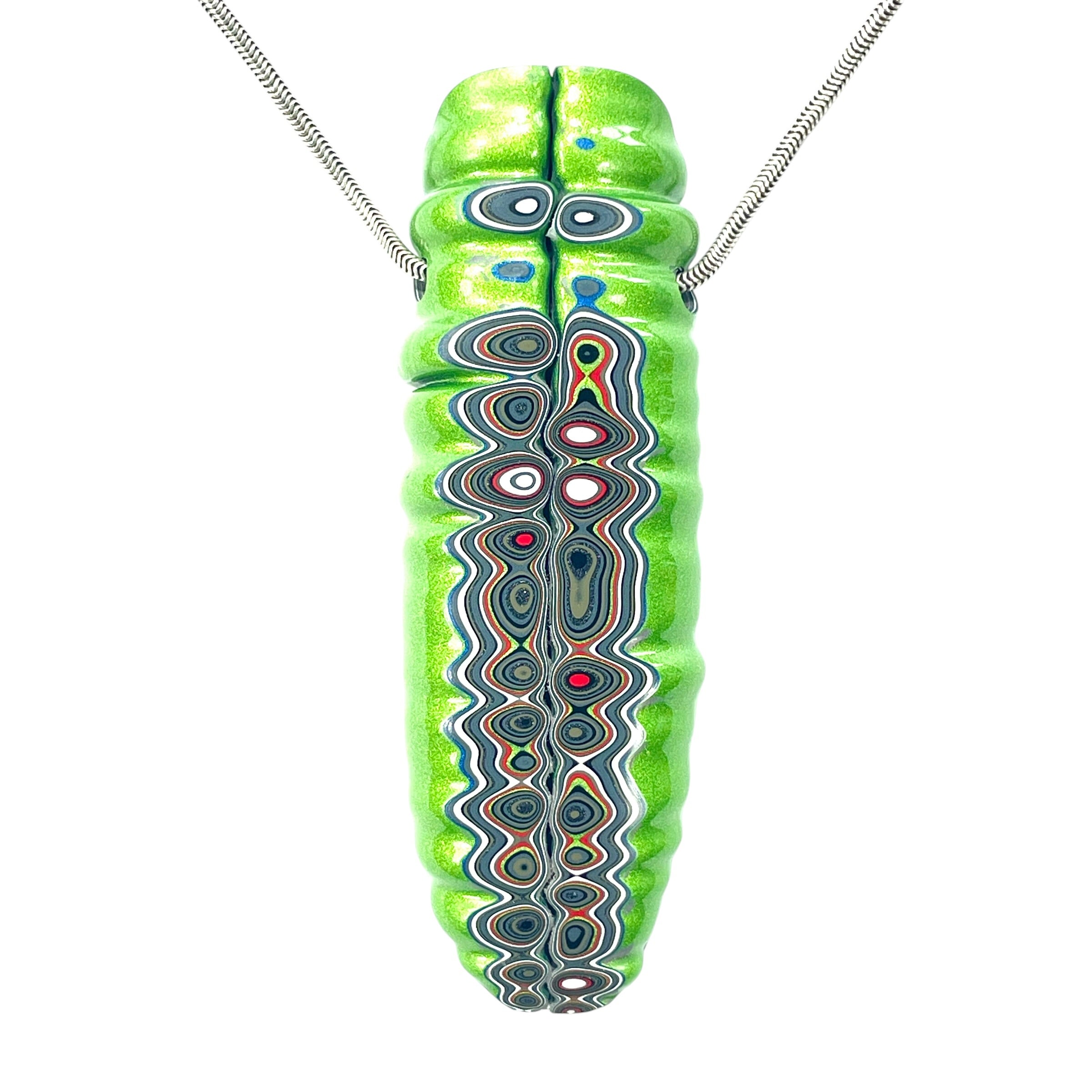 DVH Mojito Green Jeep Fordite Bead Pendant Michigan  81x27x11mm (6618) - DVHdesigns