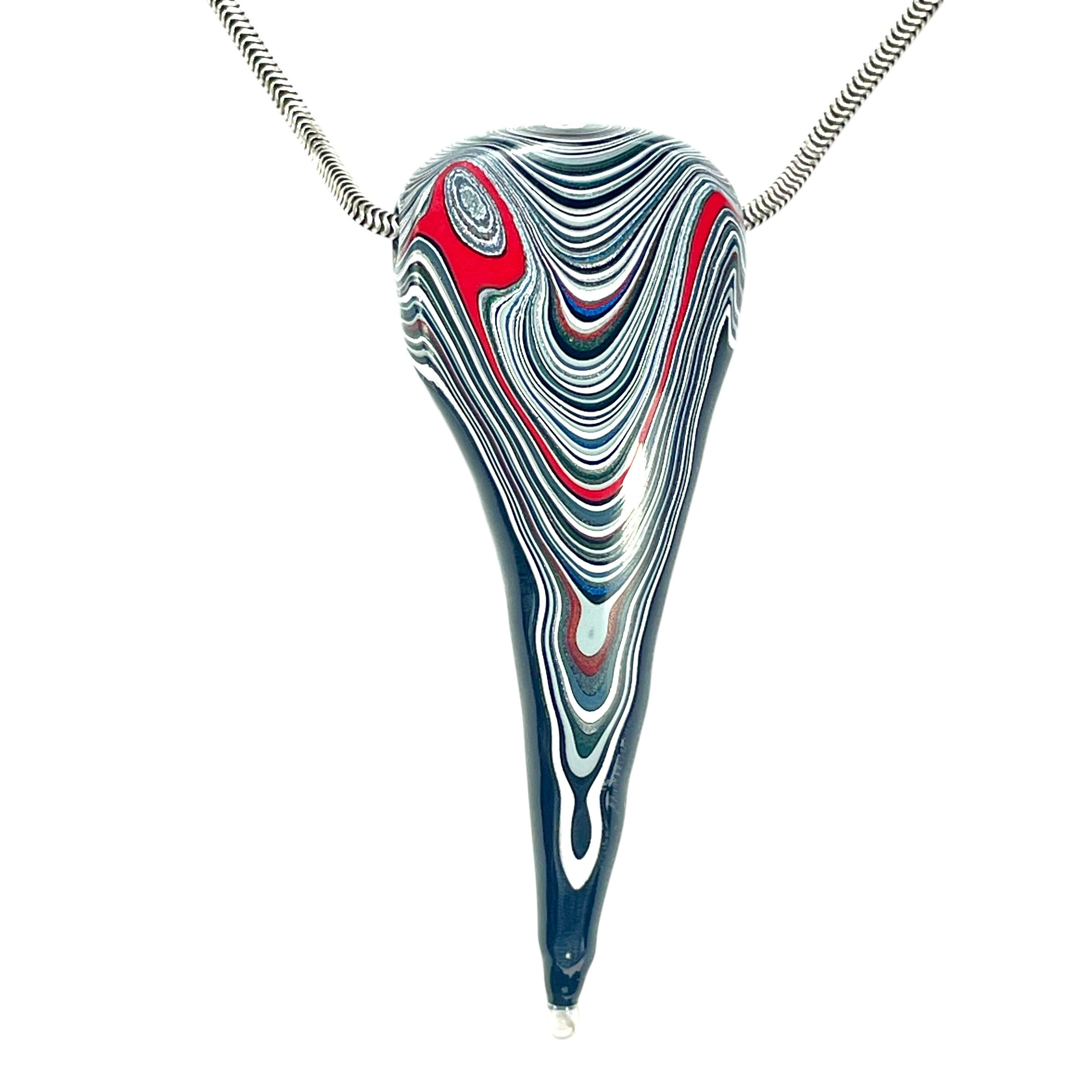 DVH Black Stalactite Drip Fordite Bead Pendant Michigan Chv Frd Jp 62x24x13mm (6619) - DVHdesigns