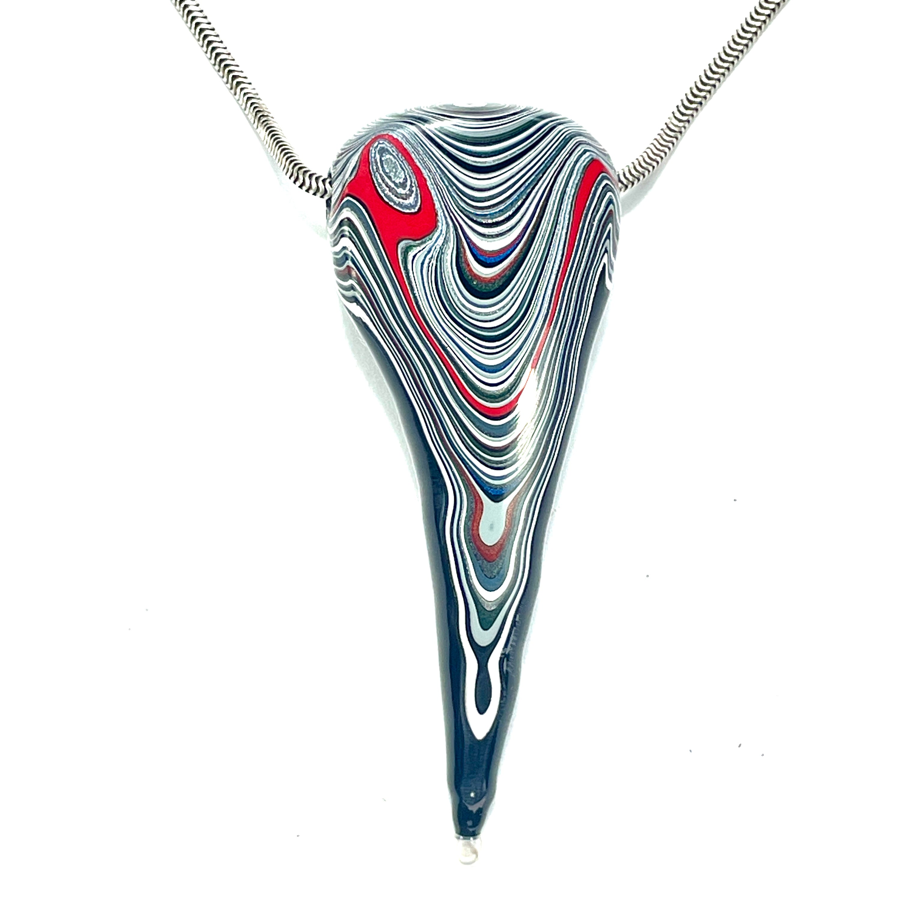 DVH Black Stalactite Drip Fordite Bead Pendant Michigan Chv Frd Jp 62x24x13mm (6619) - DVHdesigns