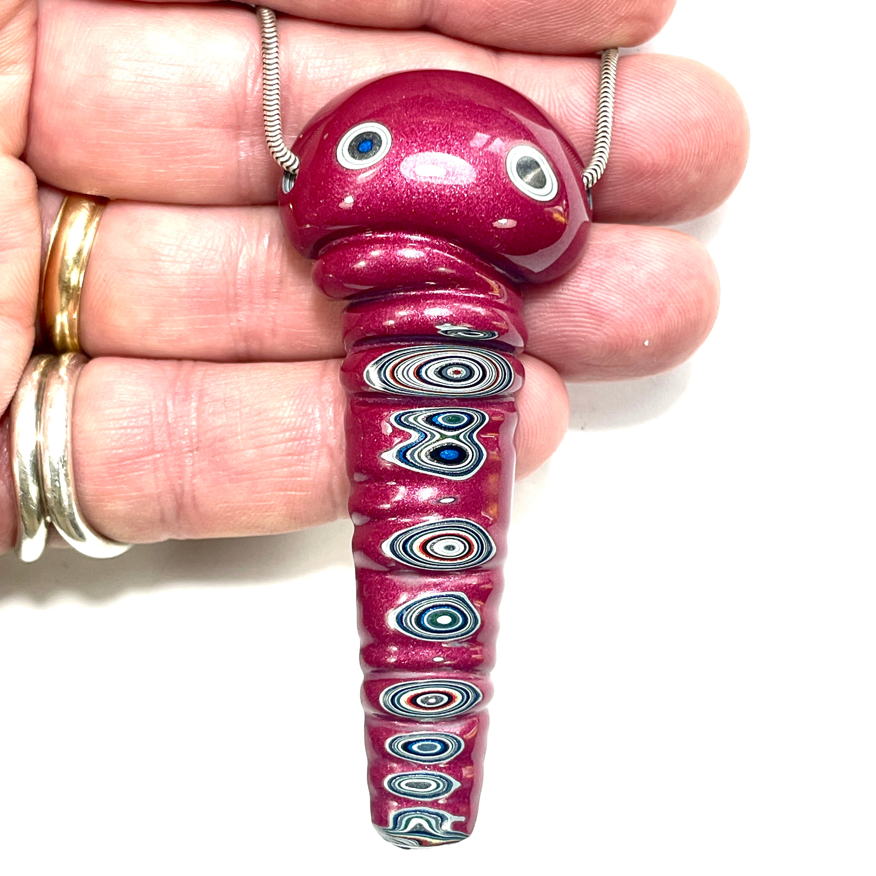 DVH Tuscadero Pink Elephant Jeep Fordite Bead Pendant 79x32x14mm (6620) - DVHdesigns