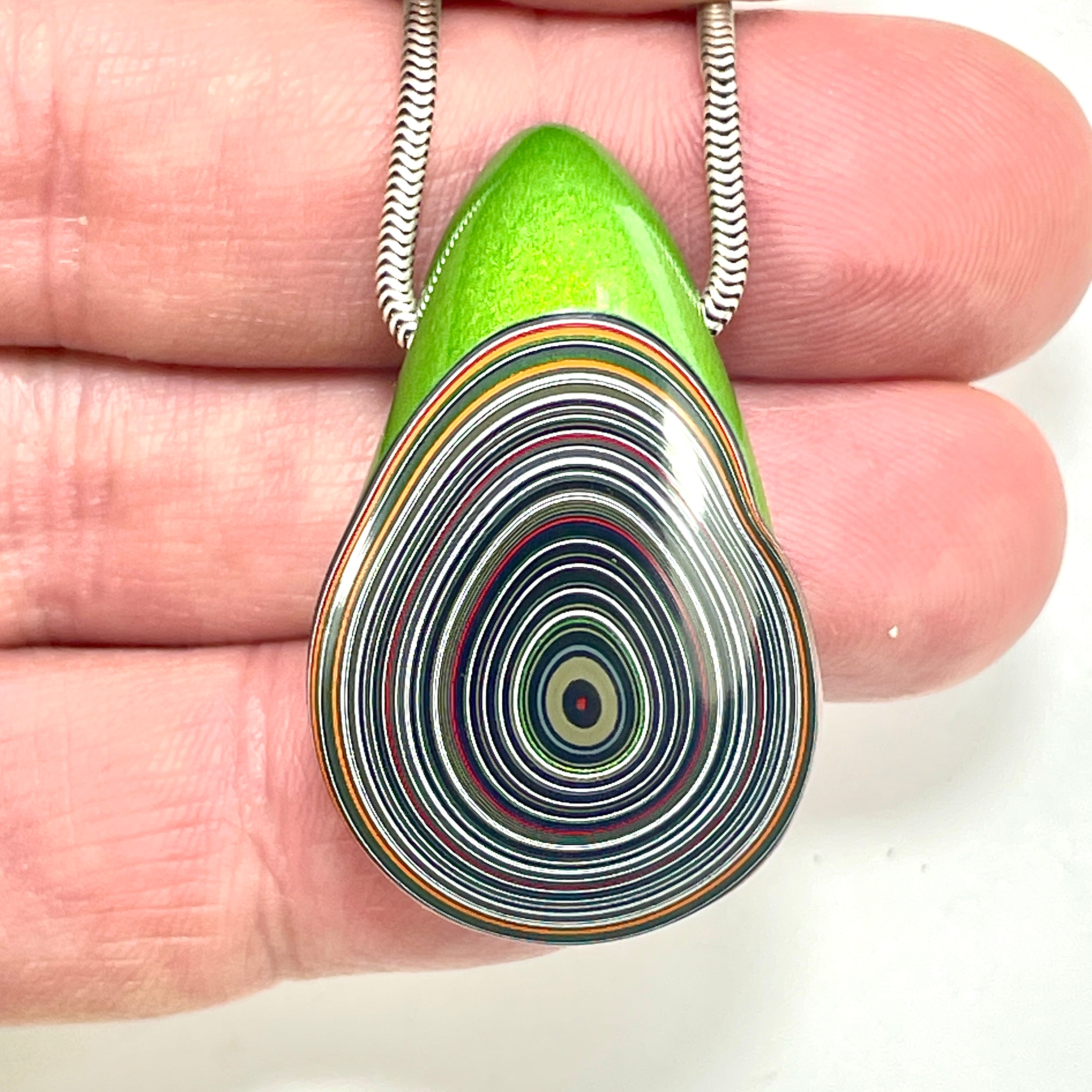 DVH Mojito Green Jeep Fordite Alien Drip Bead Pendant Michigan 38x24x14mm (6621) - DVHdesigns