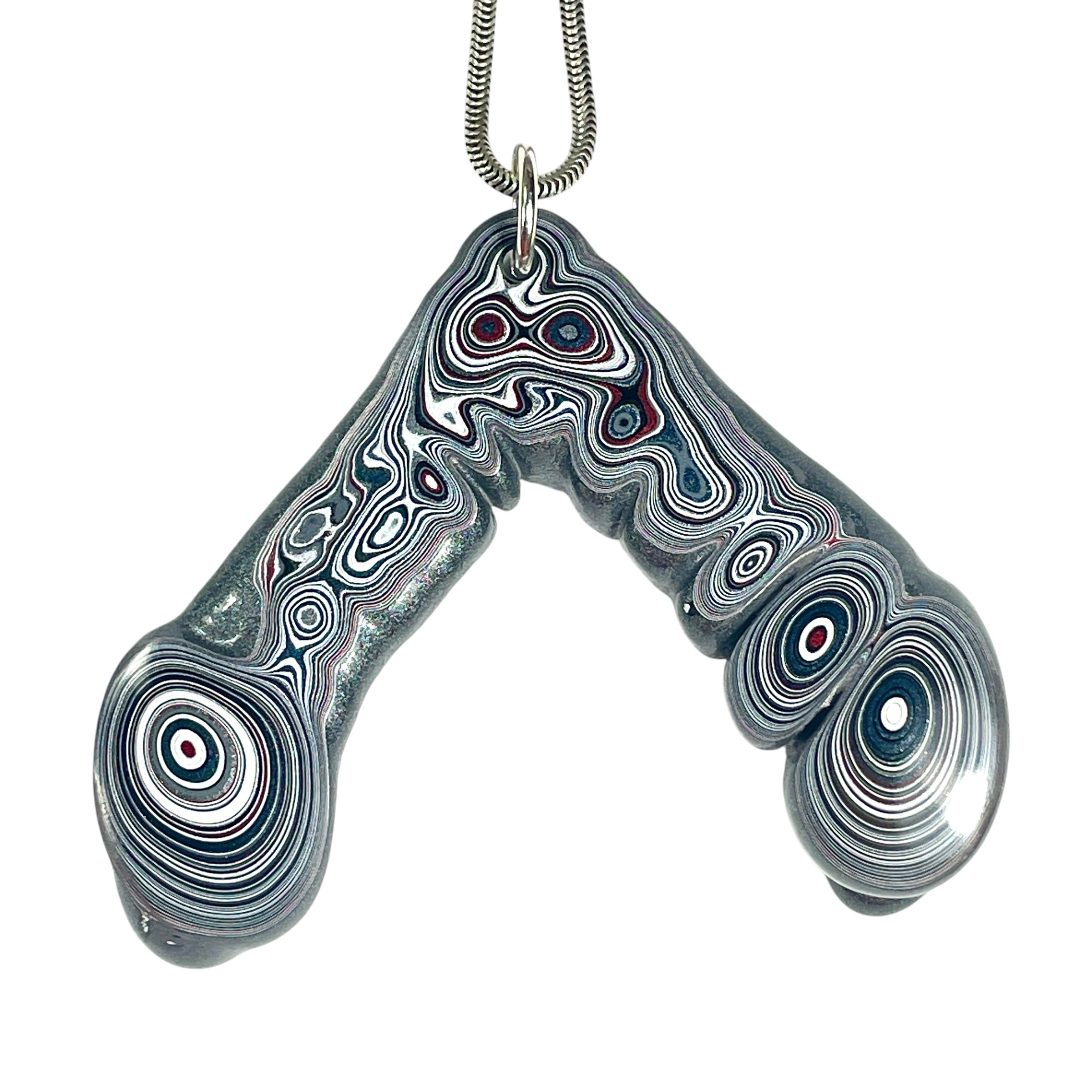 DVH Michigan Fordite Rare Corner Drip Bead Pendant Chv Frd Jp 65x51x7mm (6629)