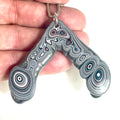 DVH Michigan Fordite Rare Corner Drip Bead Pendant Chv Frd Jp 65x51x7mm (6629) - DVHdesigns