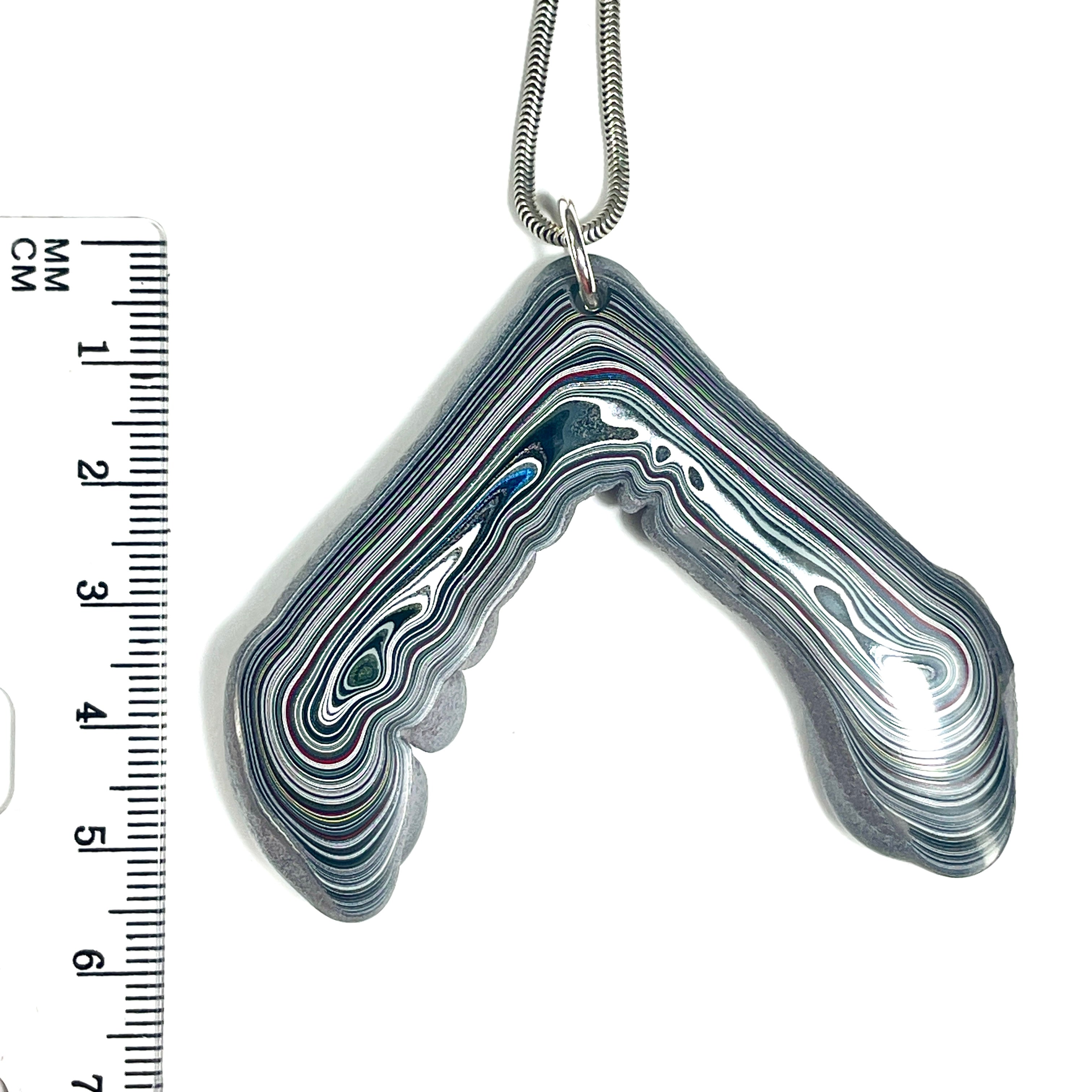 DVH Michigan Fordite Rare Corner Drip Bead Pendant Chv Frd Jp 65x51x7mm (6629)