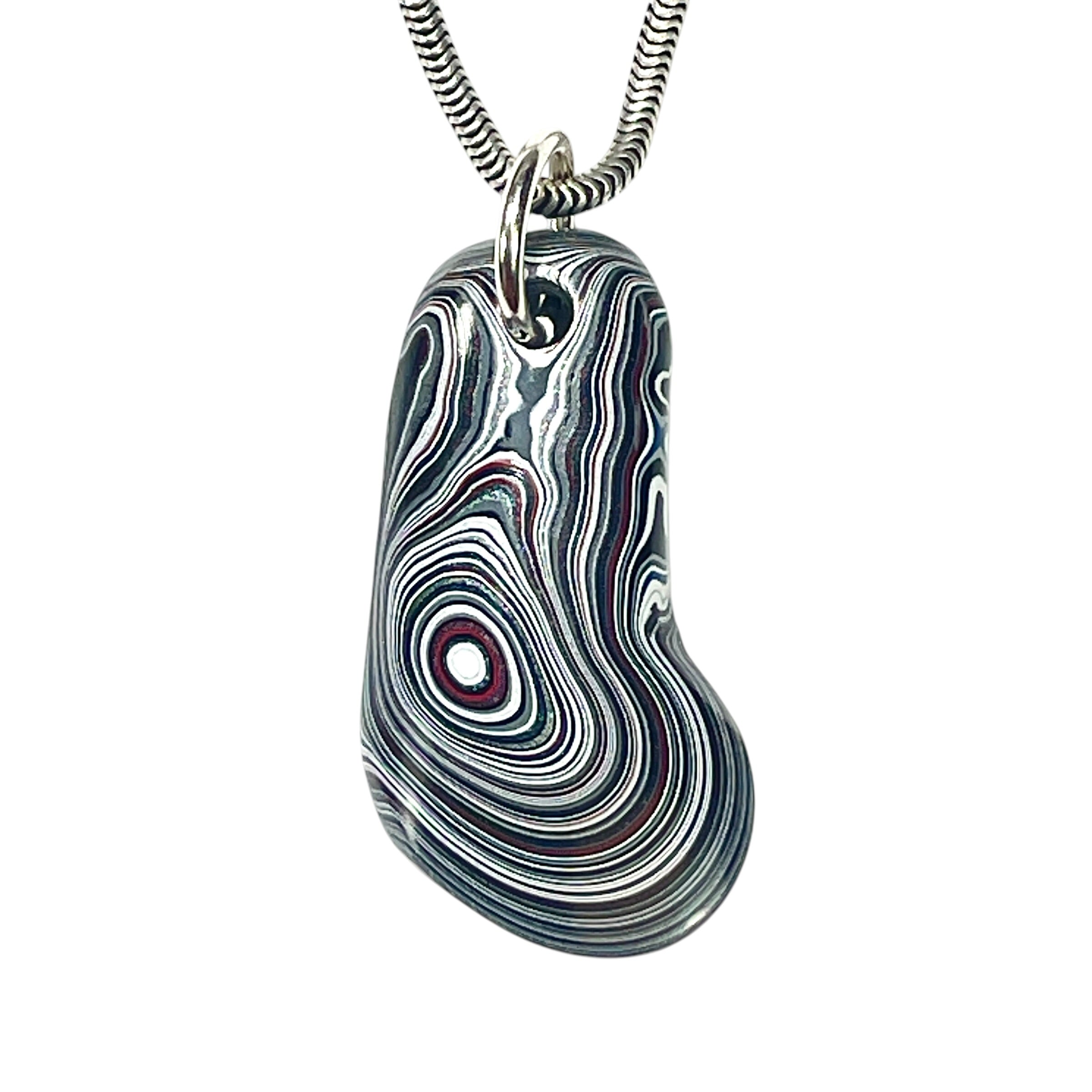 DVH Phallic Fordite Prince Albert Pendant Necklace Michigan Chv Frd Jp 33x14x7mm (6630)