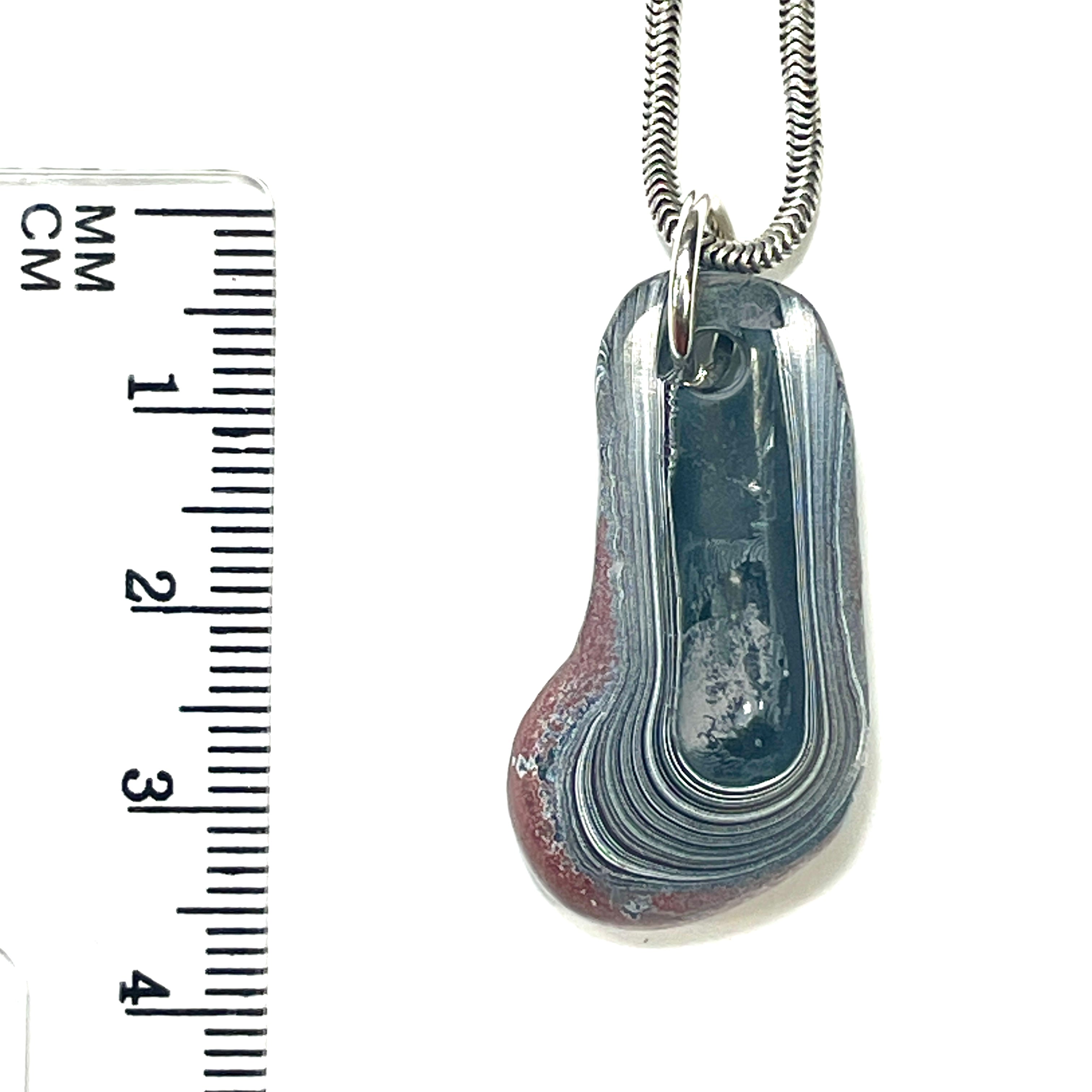DVH Phallic Fordite Prince Albert Pendant Necklace Michigan Chv Frd Jp 33x14x7mm (6630)