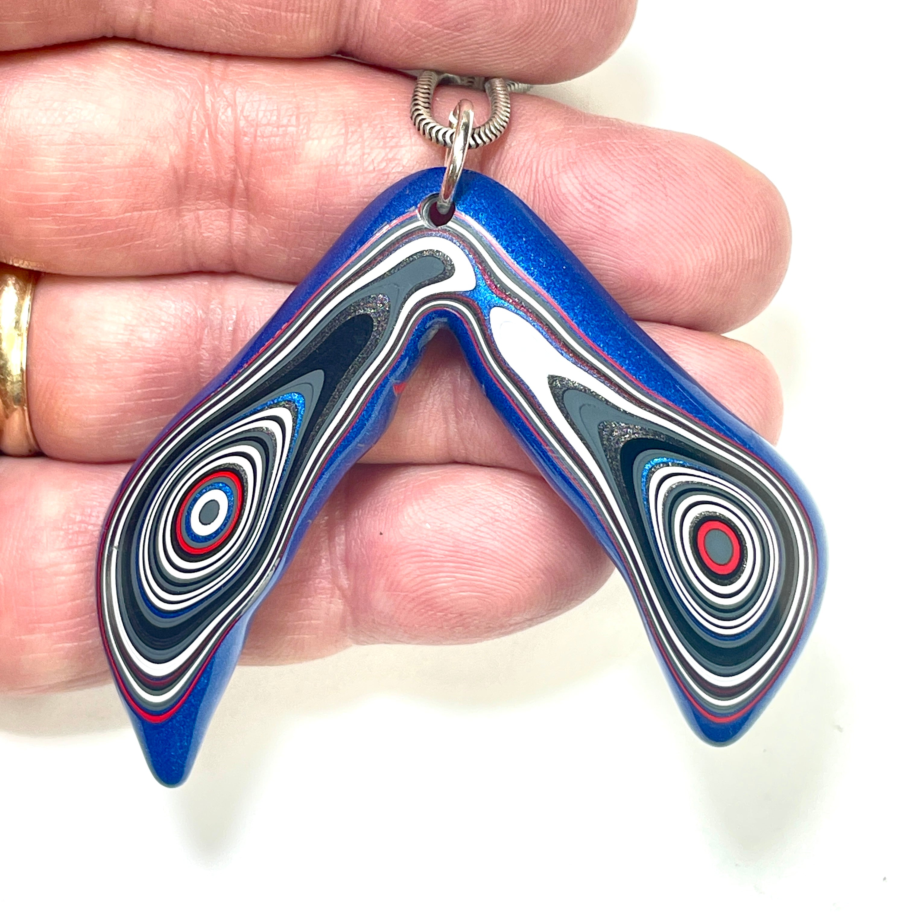 DVH Michigan Fordite Rare Corner Drip Bead Pendant Chv Frd Jp 64x53x7mm (6631)