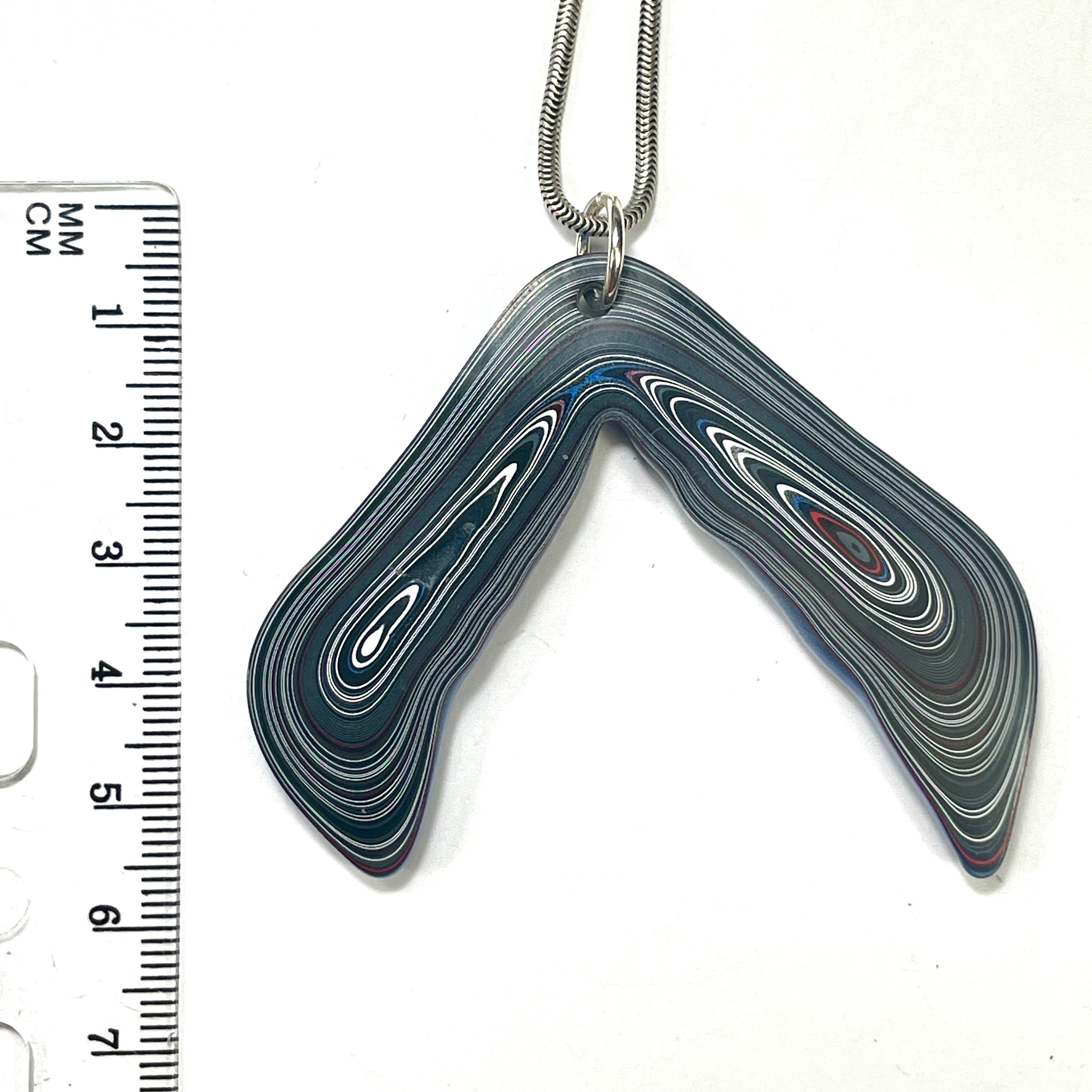 DVH Michigan Fordite Rare Corner Drip Bead Pendant Chv Frd Jp 64x53x7mm (6631)