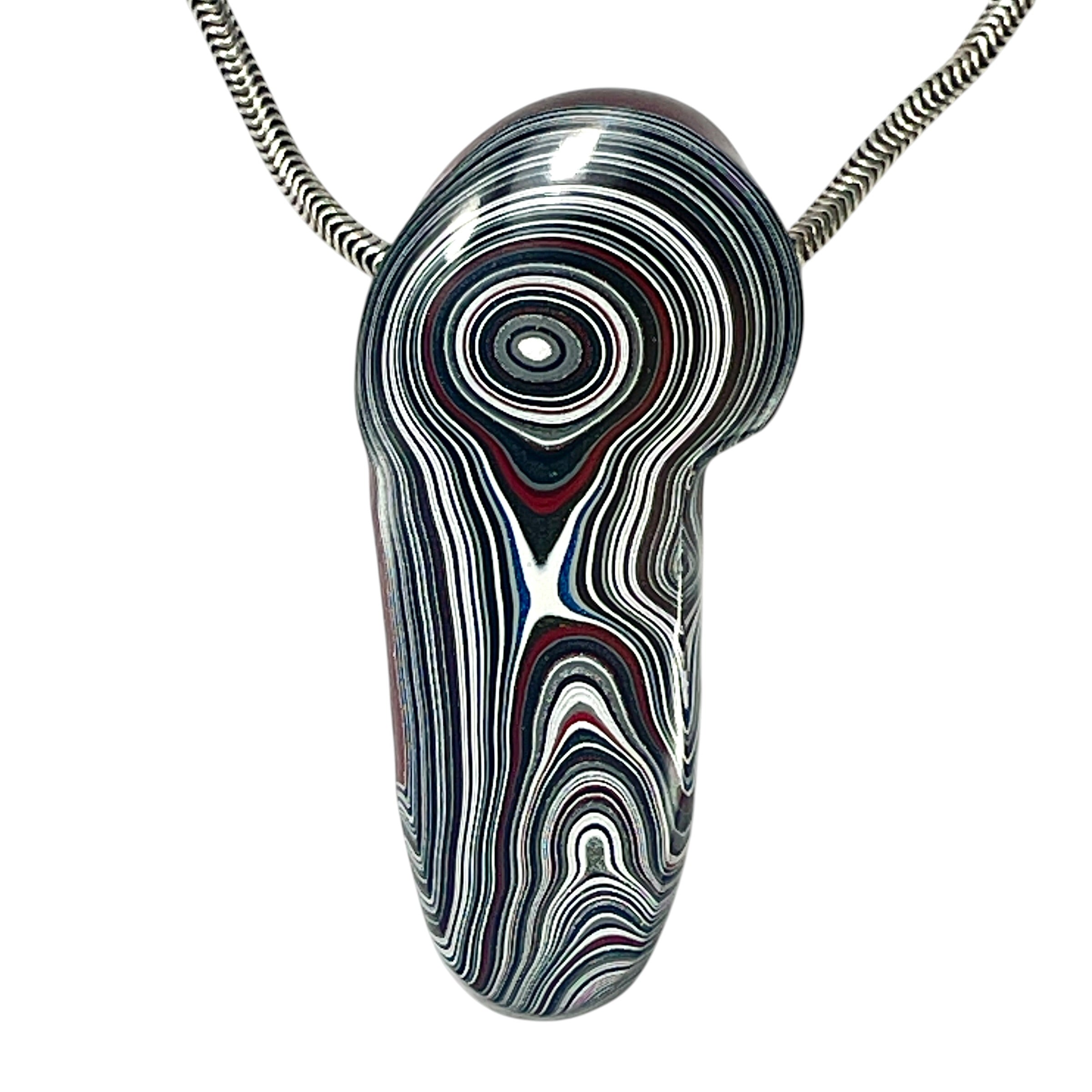 DVH Phallic Fordite Bead Pendant Necklace Michigan Chv Frd Jp 42x19x8mm (6632)