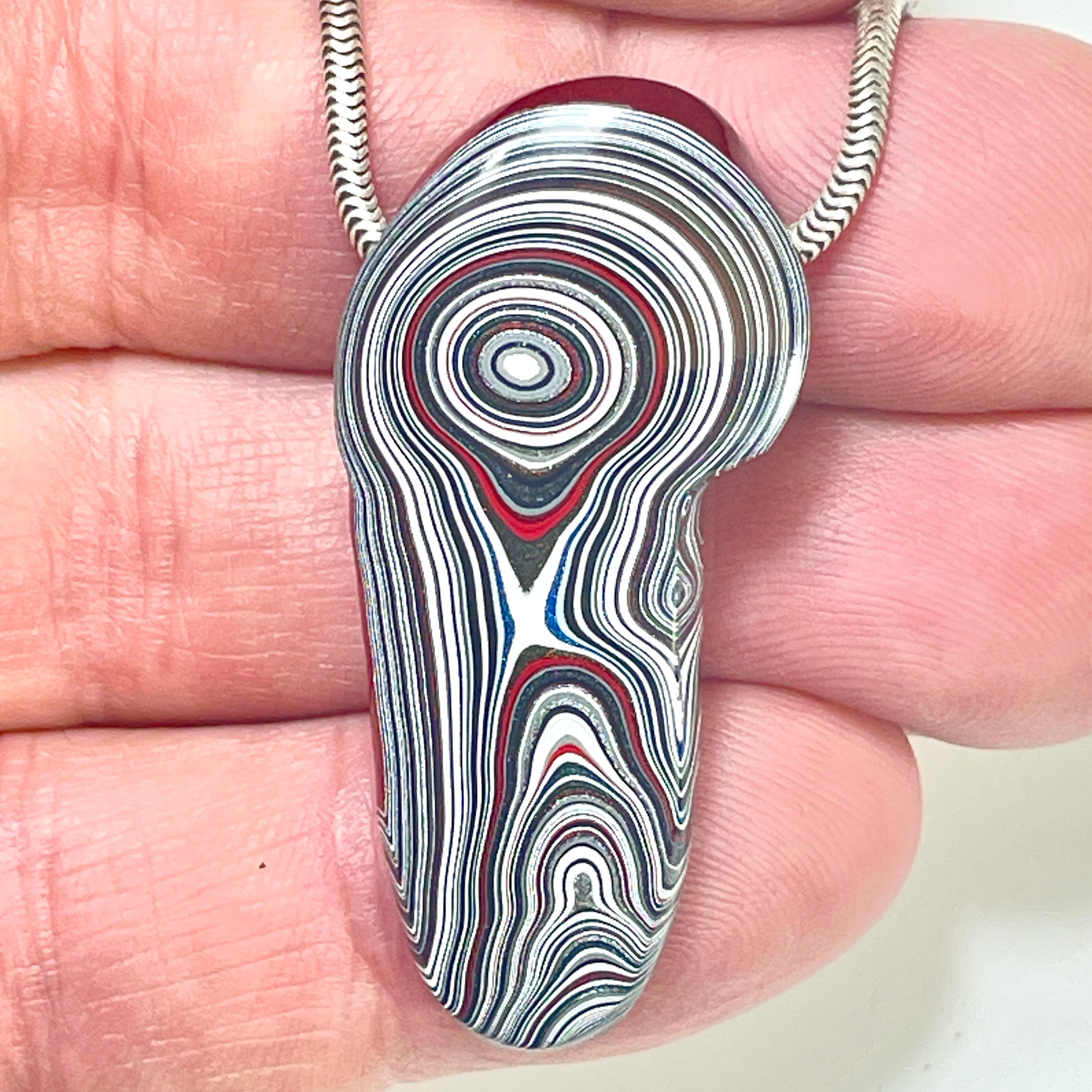 DVH Phallic Fordite Bead Pendant Necklace Michigan Chv Frd Jp 42x19x8mm (6632)