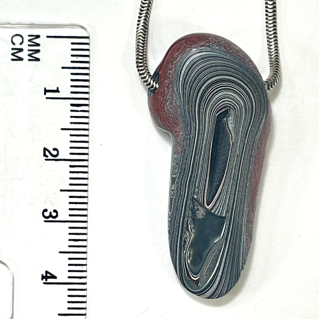 DVH Phallic Fordite Bead Pendant Necklace Michigan Chv Frd Jp 42x19x8mm (6632) - DVHdesigns