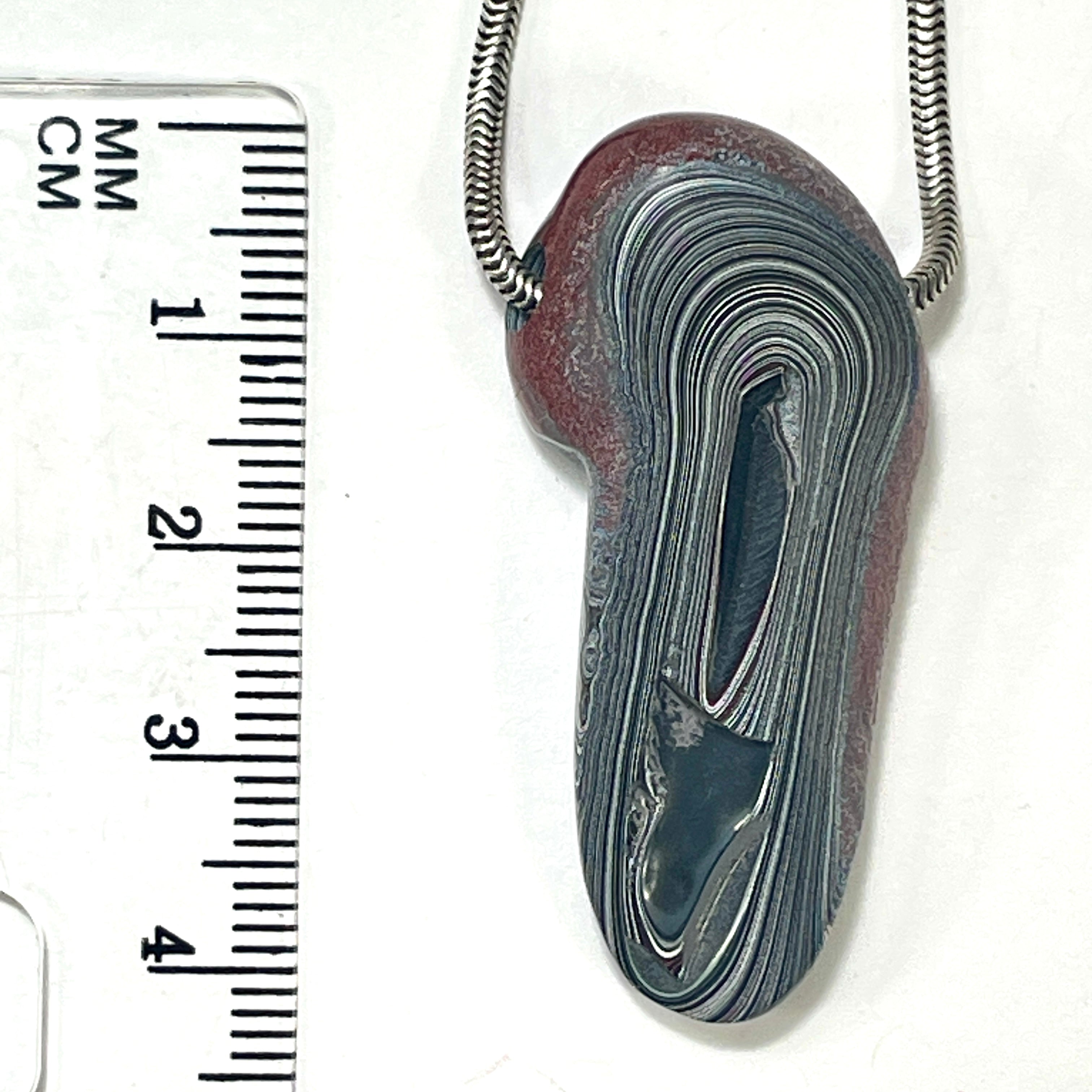DVH Phallic Fordite Bead Pendant Necklace Michigan Chv Frd Jp 42x19x8mm (6632)