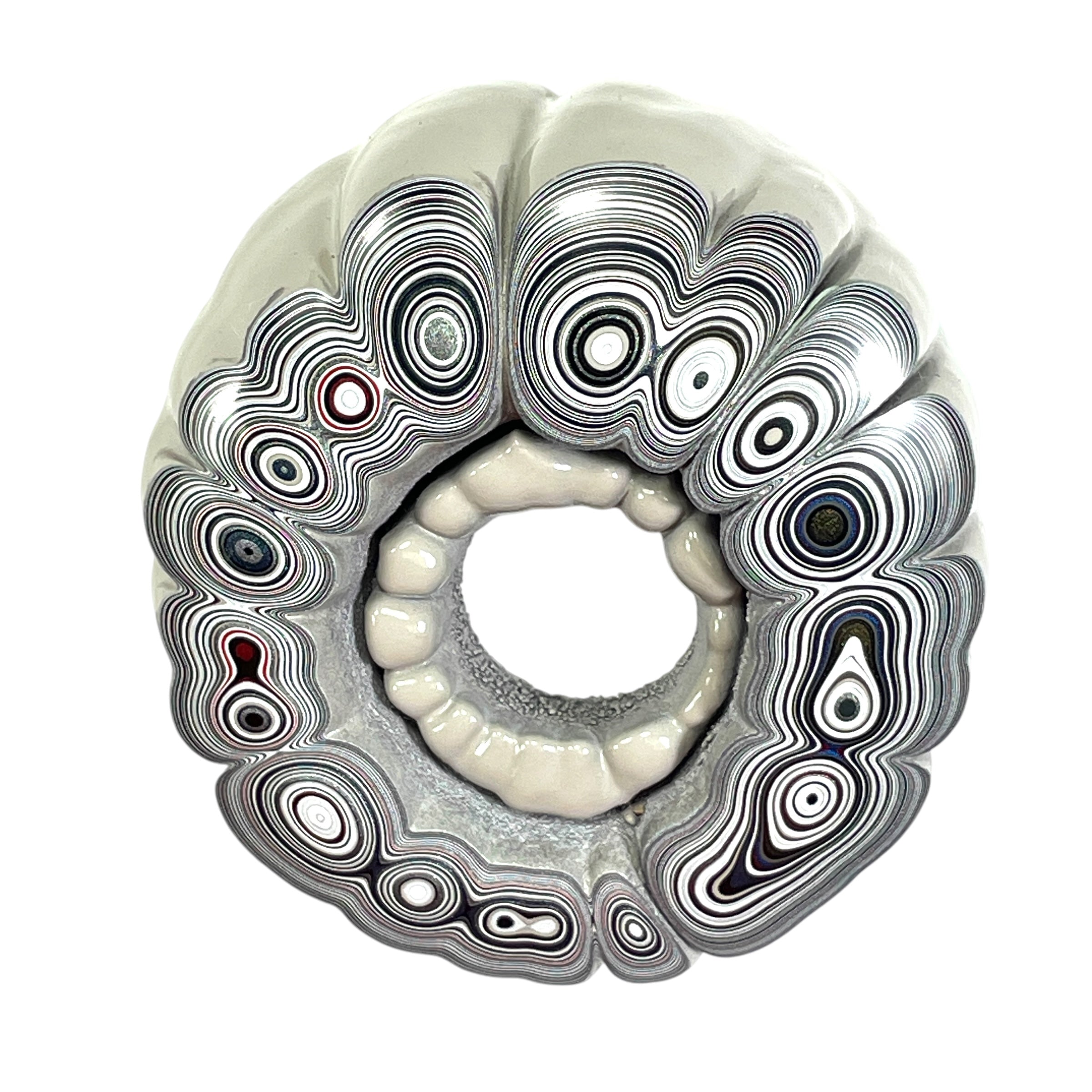 DVH Fordite Specimen Donut Buck Hole Polished Face Michigan Chv Frd Jp (6661) - DVHdesigns