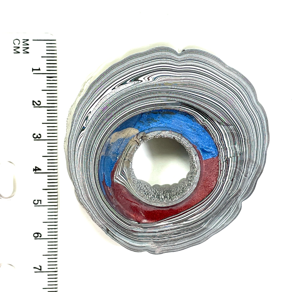 DVH Fordite Specimen Donut Buck Hole Polished Face Michigan Chv Frd Jp (6661) - DVHdesigns