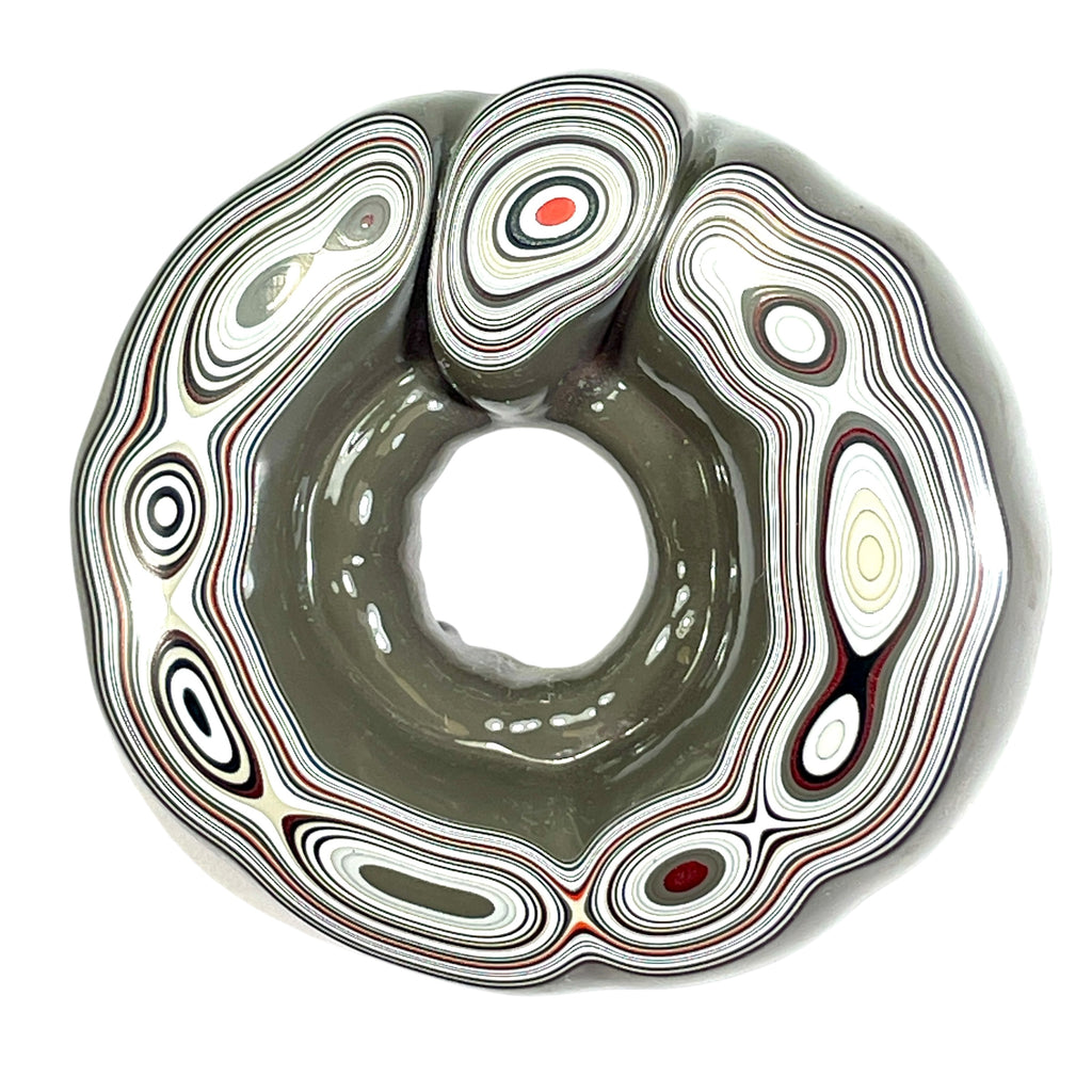 DVH Fordite Specimen Donut Buck Hole Polished Face Michigan Chv Frd Jp (6662) - DVHdesigns